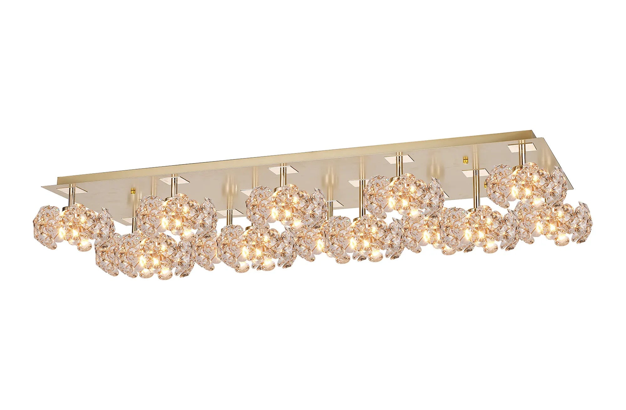 Grosvenor French Gold Rectangle 14 Light - Flush Fitting - French Gold & Clear Crystal Shade