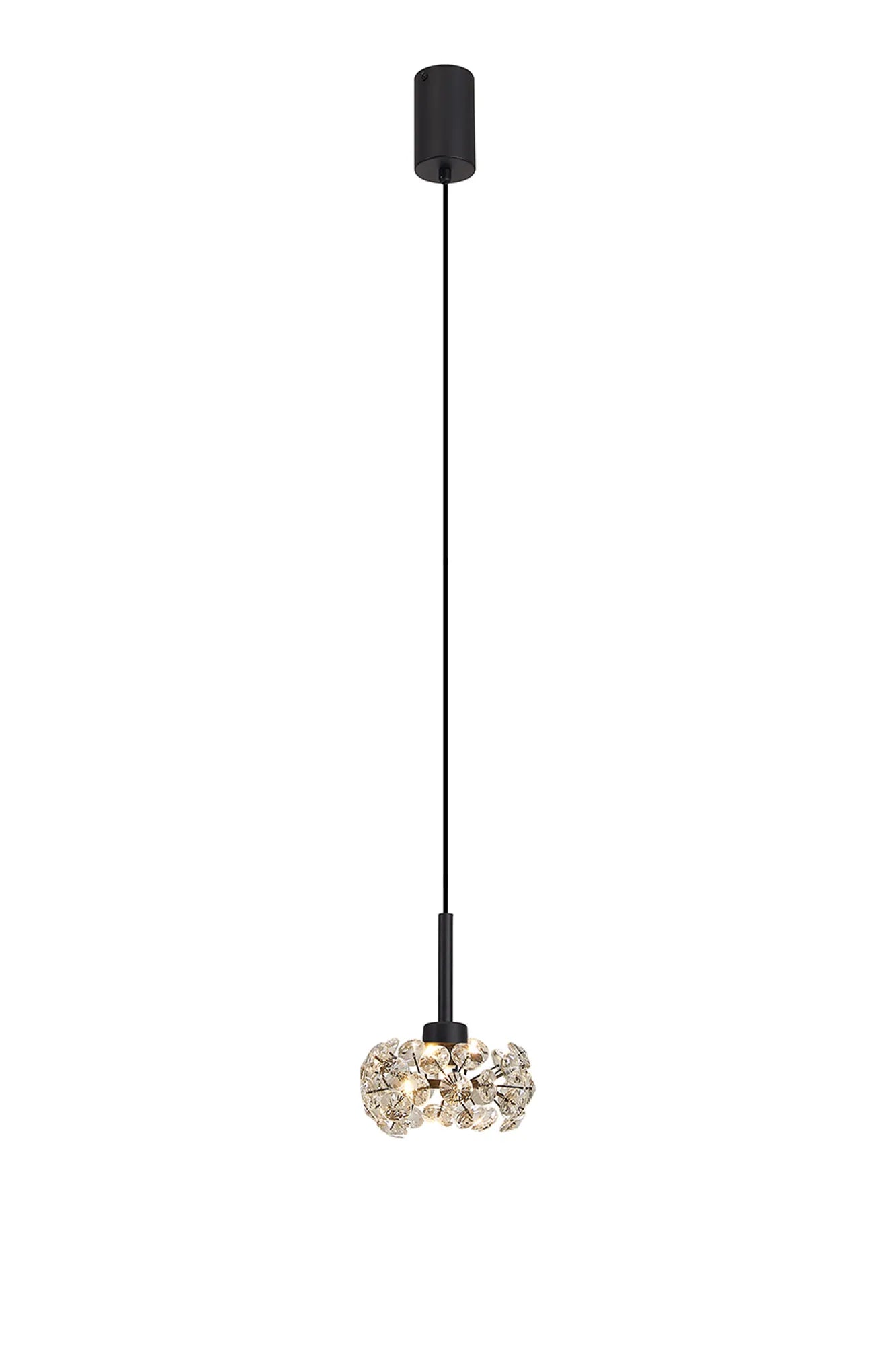 Grosvenor Single Pendant - Satin Black & Crystal Shade