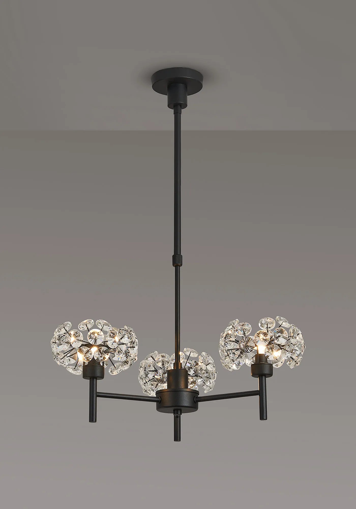 Grosvenor 3 x Telescopic Light - Satin Black & Crystal Shade