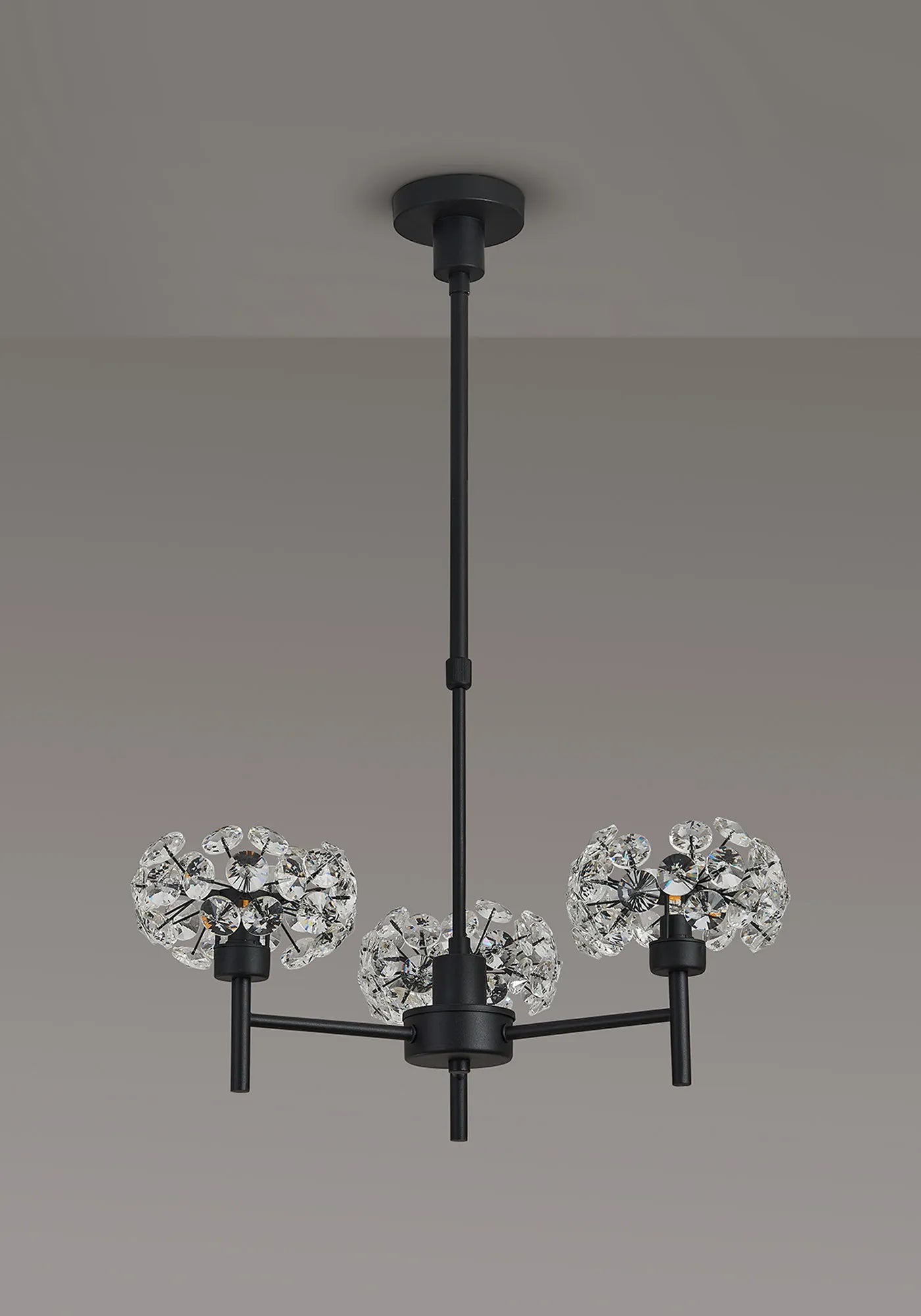 Grosvenor 3 x Telescopic Light - Satin Black & Crystal Shade