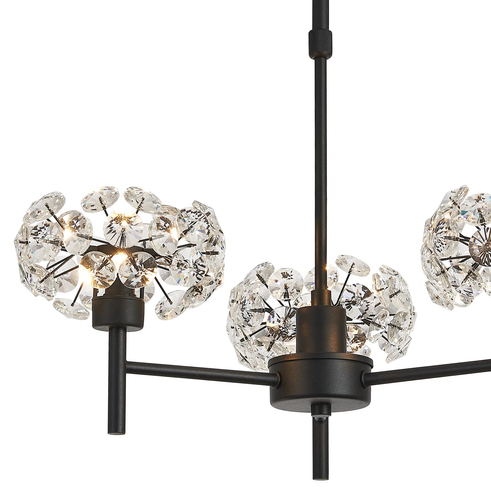 Grosvenor 3 x Telescopic Light - Satin Black & Crystal Shade