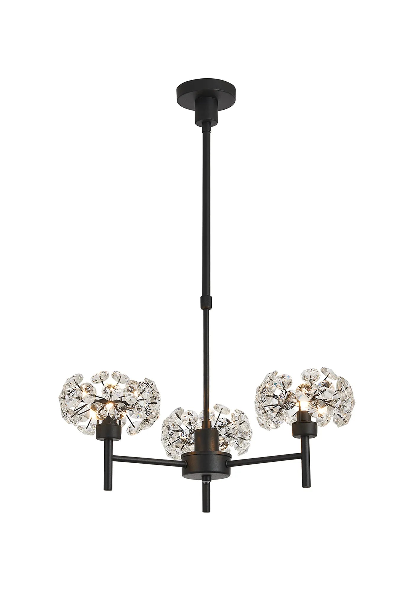 Grosvenor 3 x Telescopic Light - Satin Black & Crystal Shade