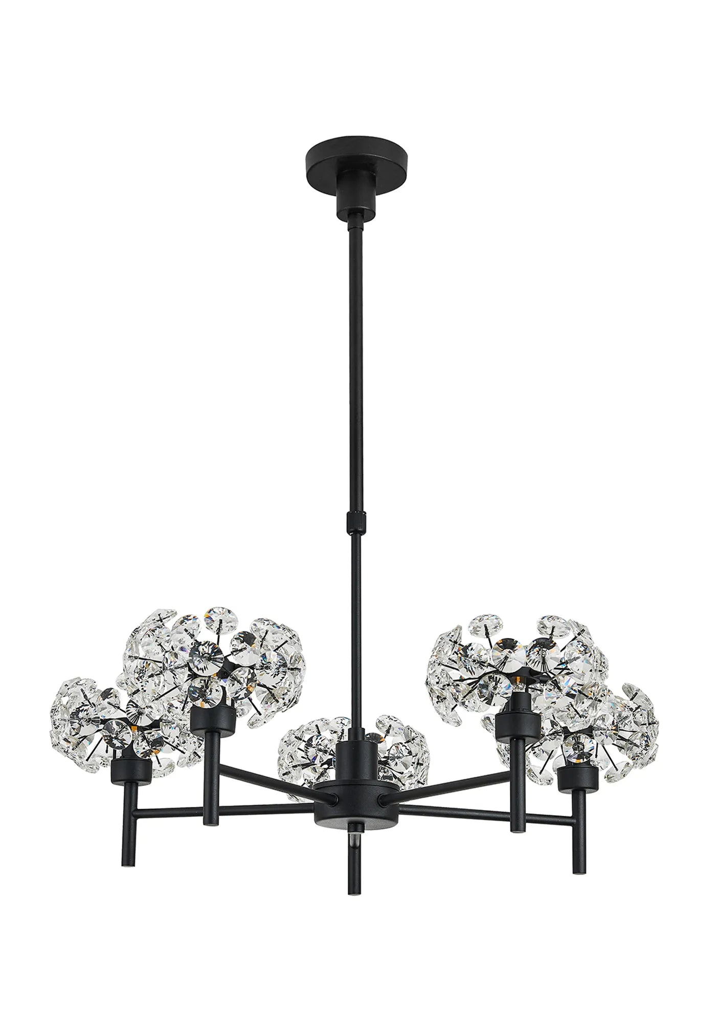 Grosvenor 5 x Telescopic Light - Satin Black & Crystal Shade