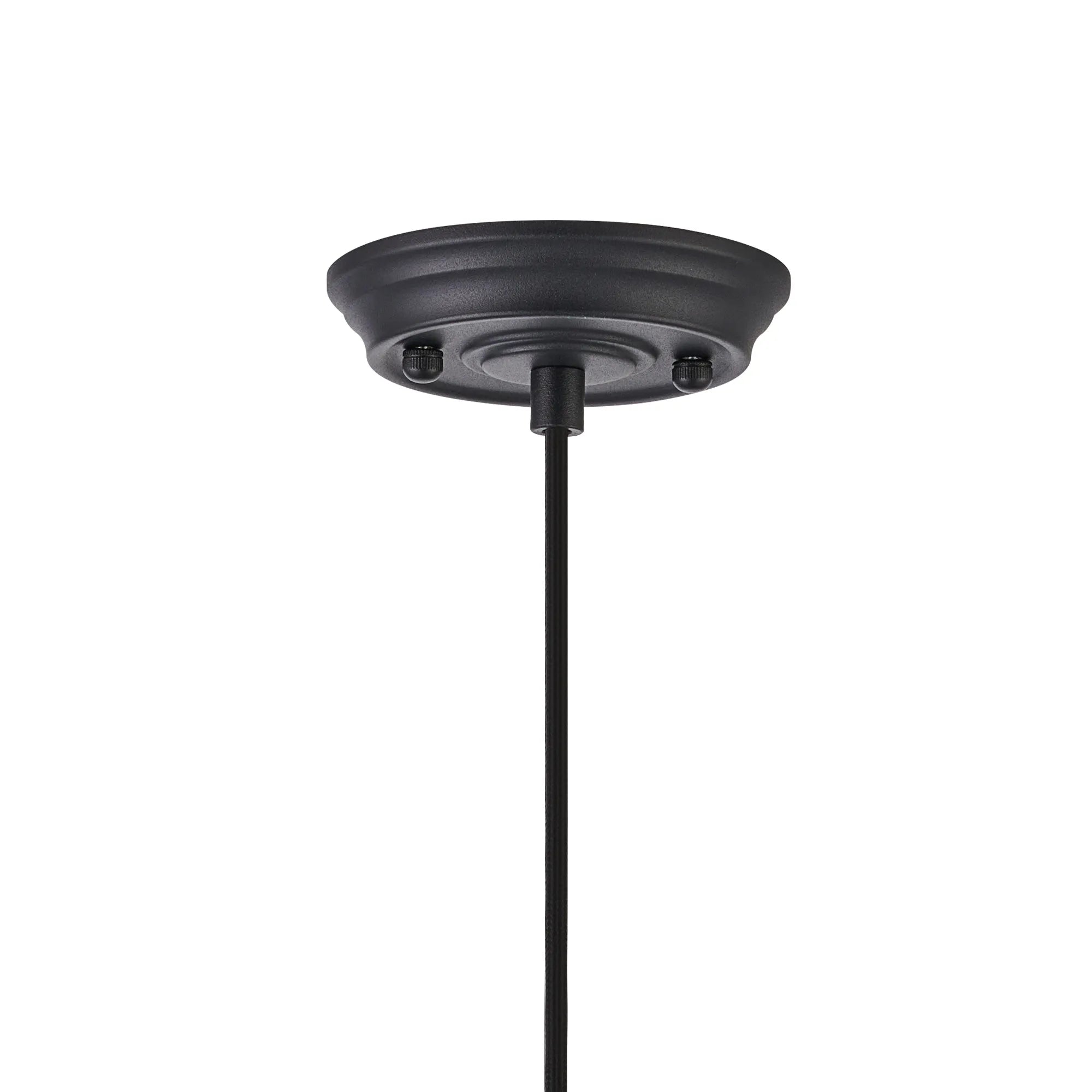 Grove Single Pendant with Flower Bud Shade - Satin Black & Black Braided Cable & Smoke