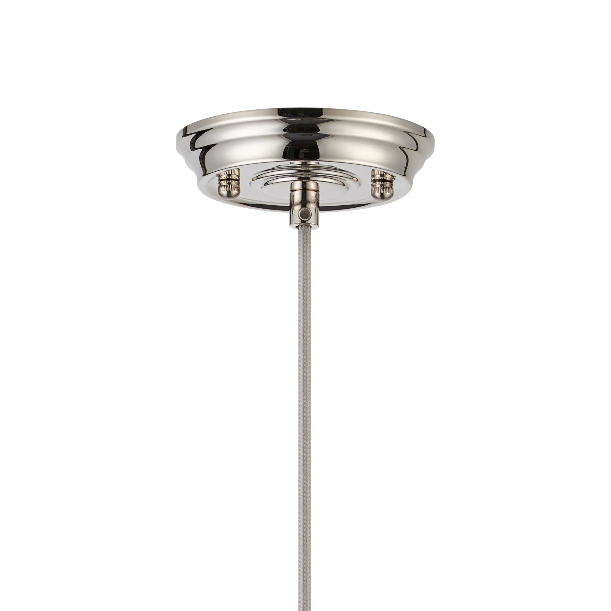 Grove Single Pendant with Flower Bud Shade - Polished Nickel & Grey Braided Cable & Iridescent Faded