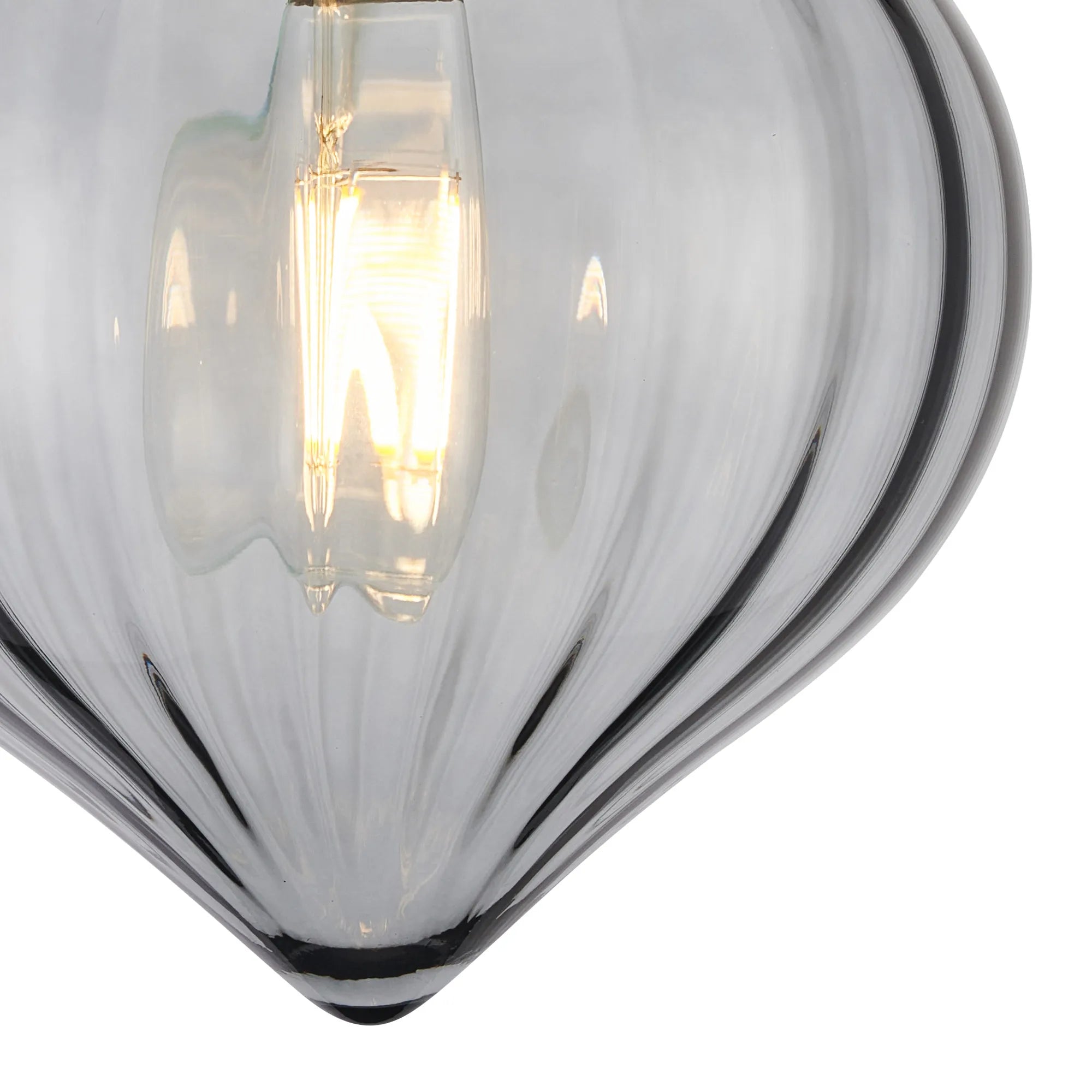 Grove Flush Ceiling Light with Flower Bud Shade - Antique Brass & Smoke