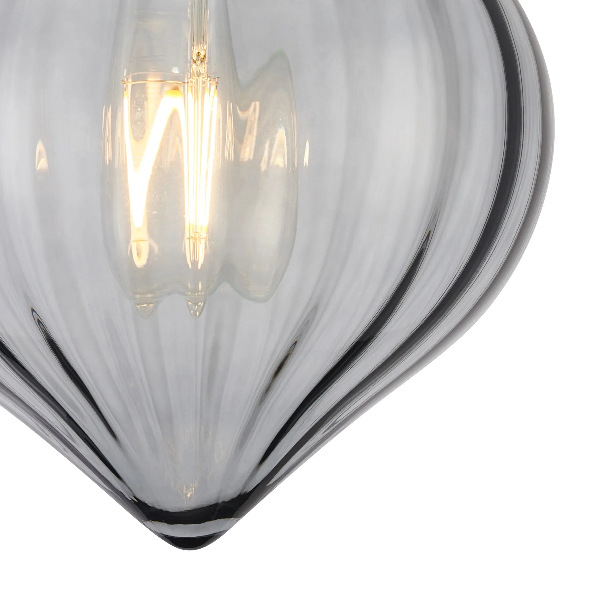 Grove Flush Ceiling Light with Flower Bud Shade - Satin Black & Smoke