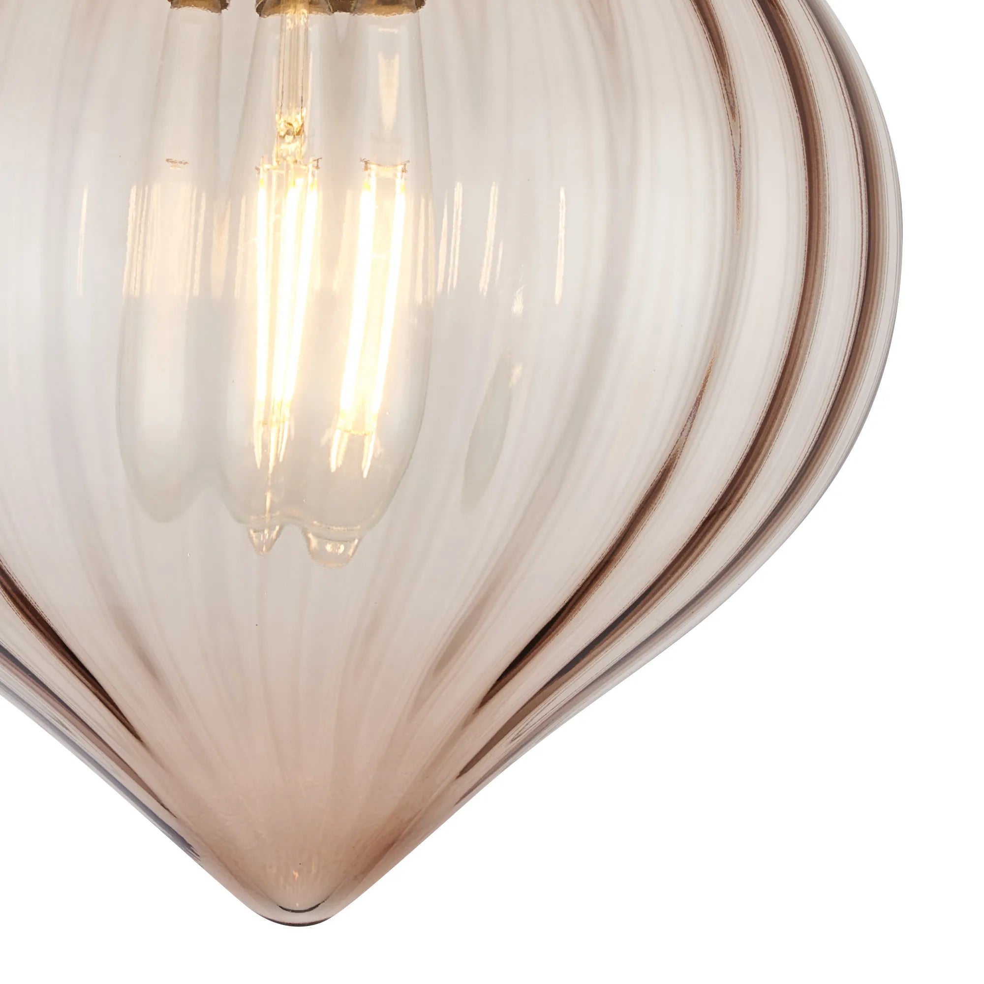 Grove Flush Ceiling Light with Flower Bud Shade - Brass & Cognac