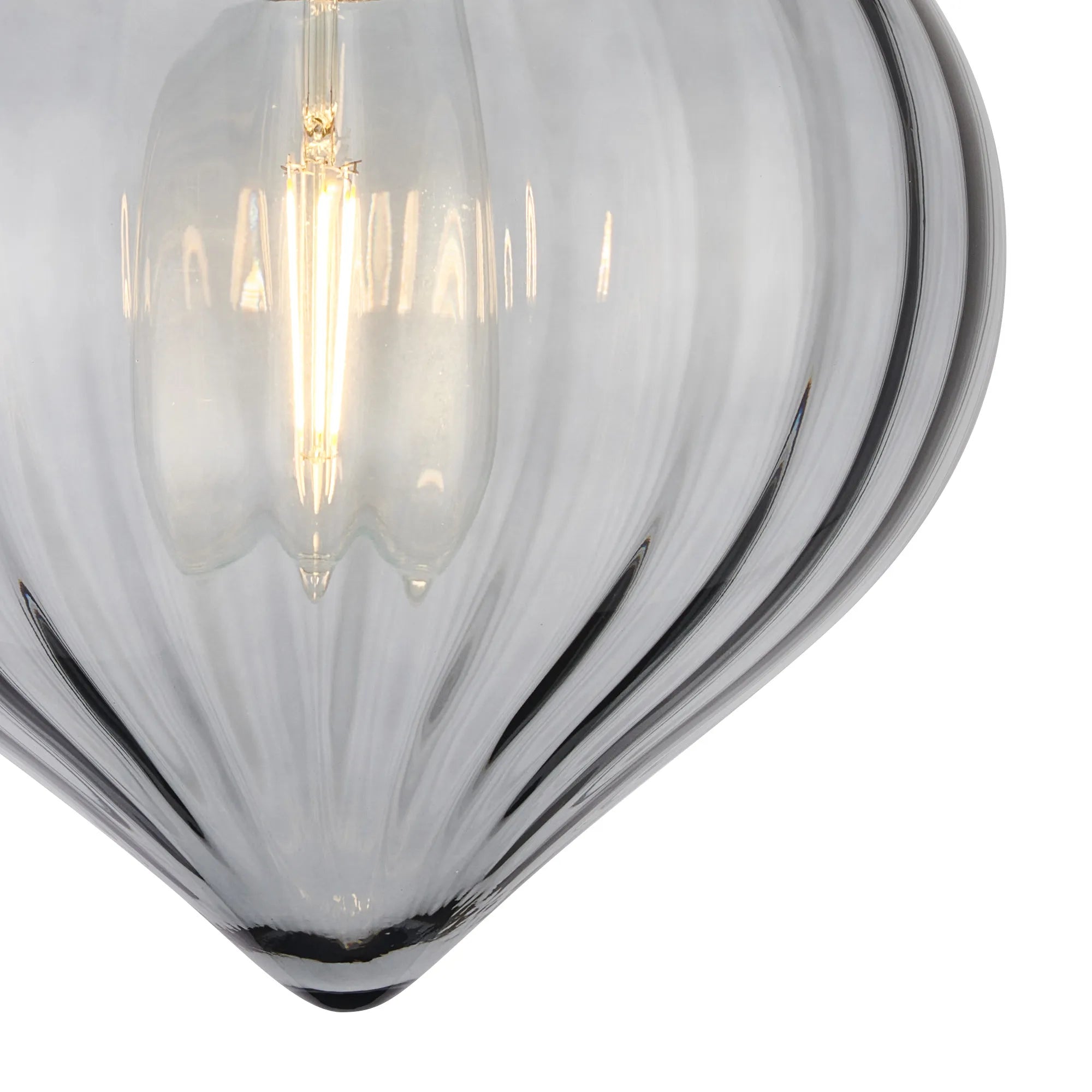 Grove Flush Ceiling Light with Flower Bud Shade - Brass & Smoke