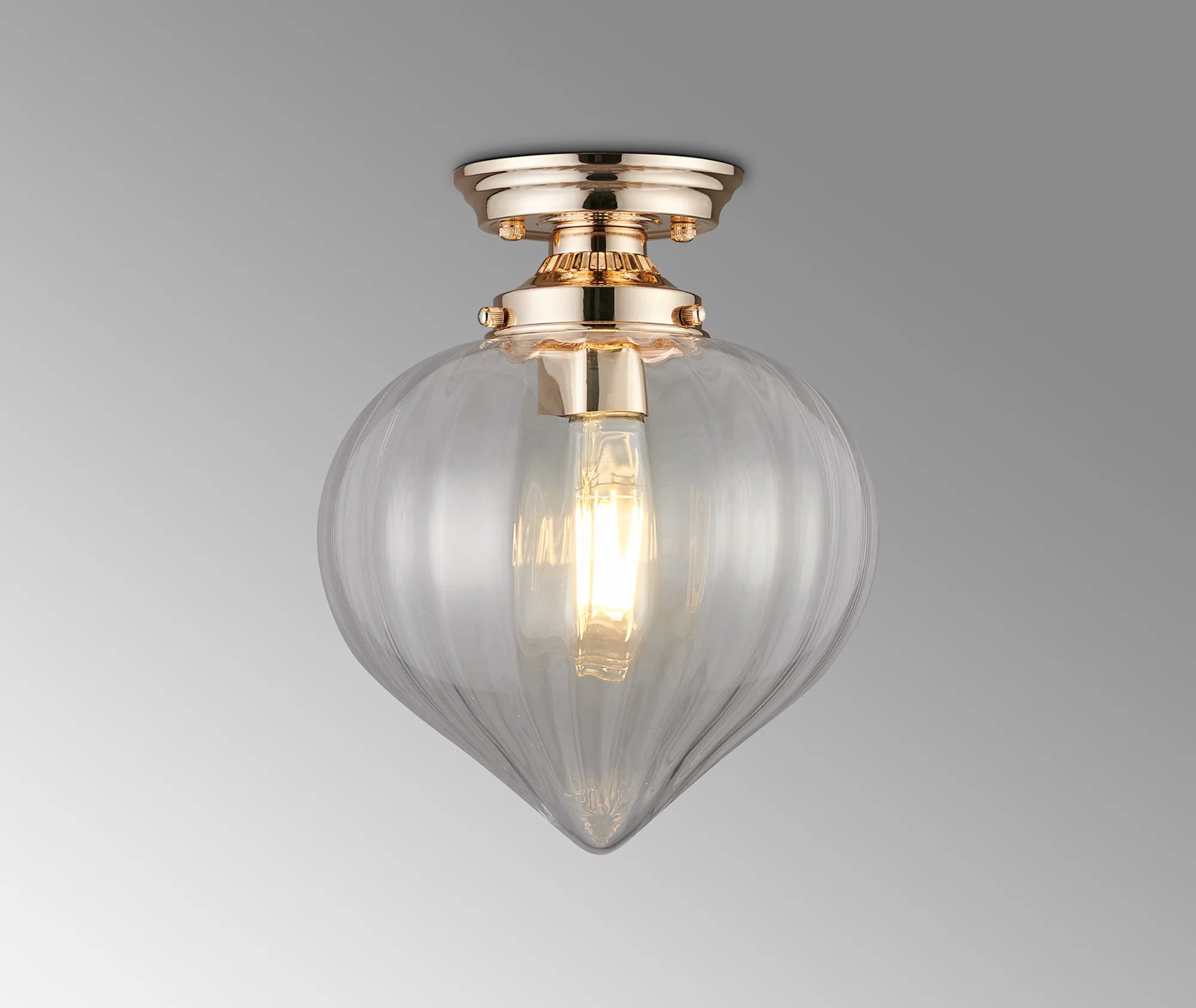 Grove Flush Ceiling Light with Flower Bud Shade - French Gold & Clear