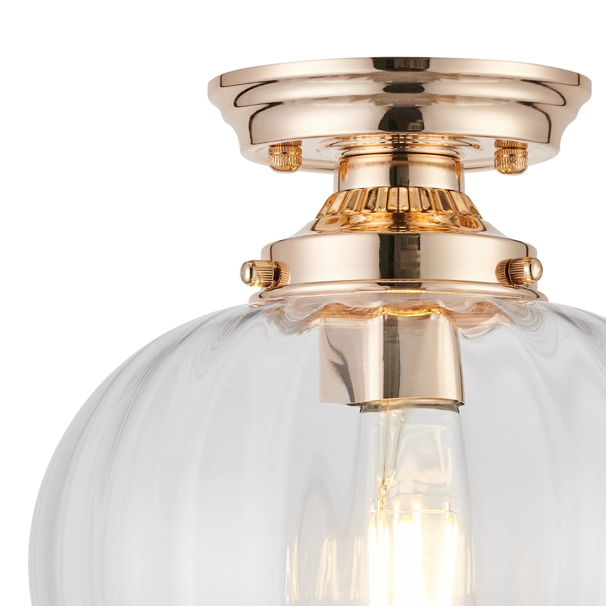 Grove Flush Ceiling Light with Flower Bud Shade - French Gold & Clear