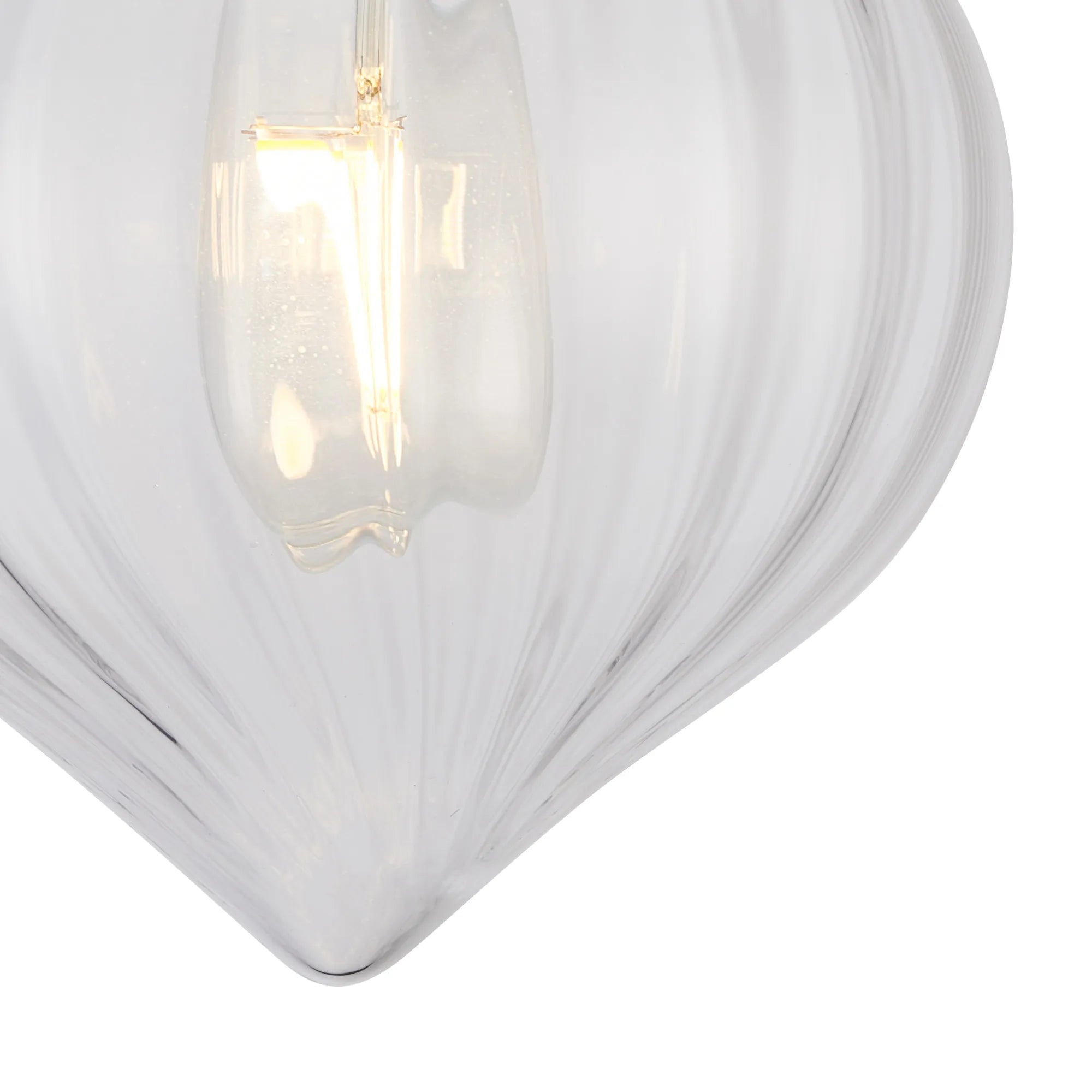 Grove Flush Ceiling Light with Flower Bud Shade - Polished Nickel & Clear