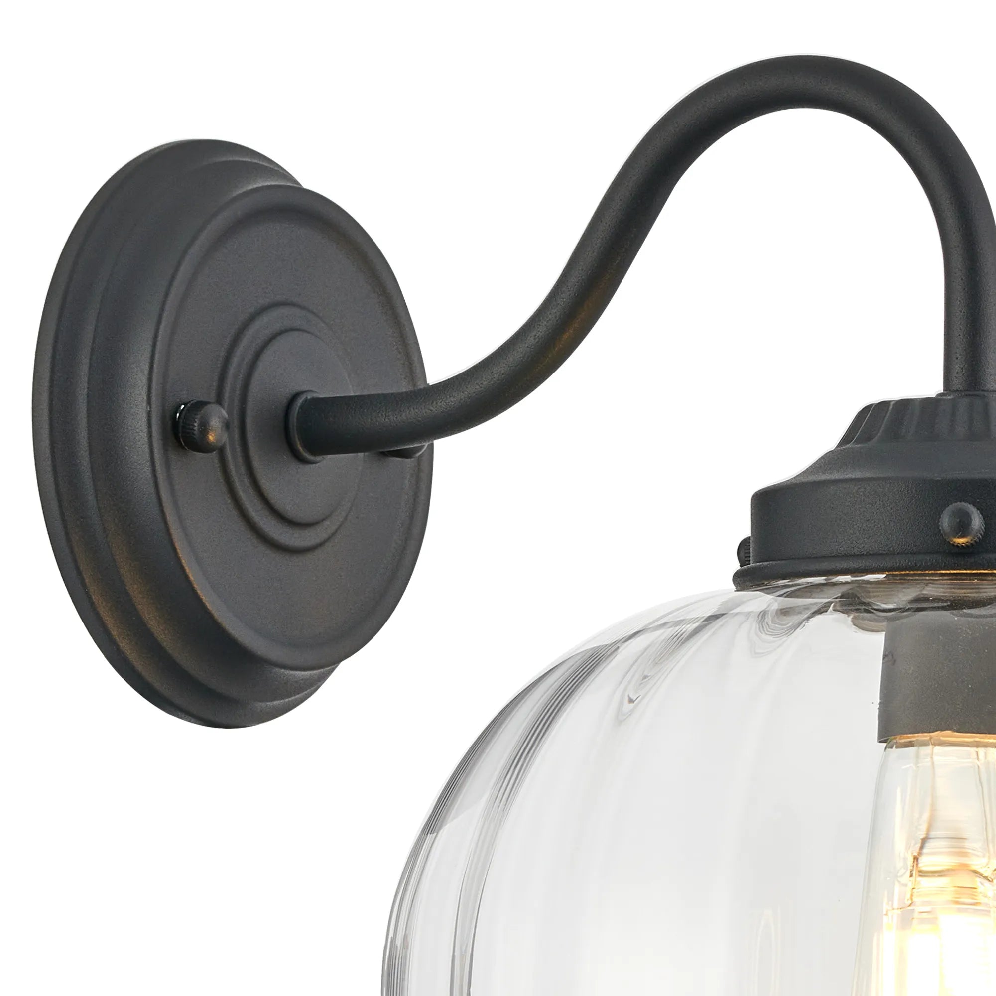 Grove Wall Light with Flower Bud Shade - Satin Black & Clear