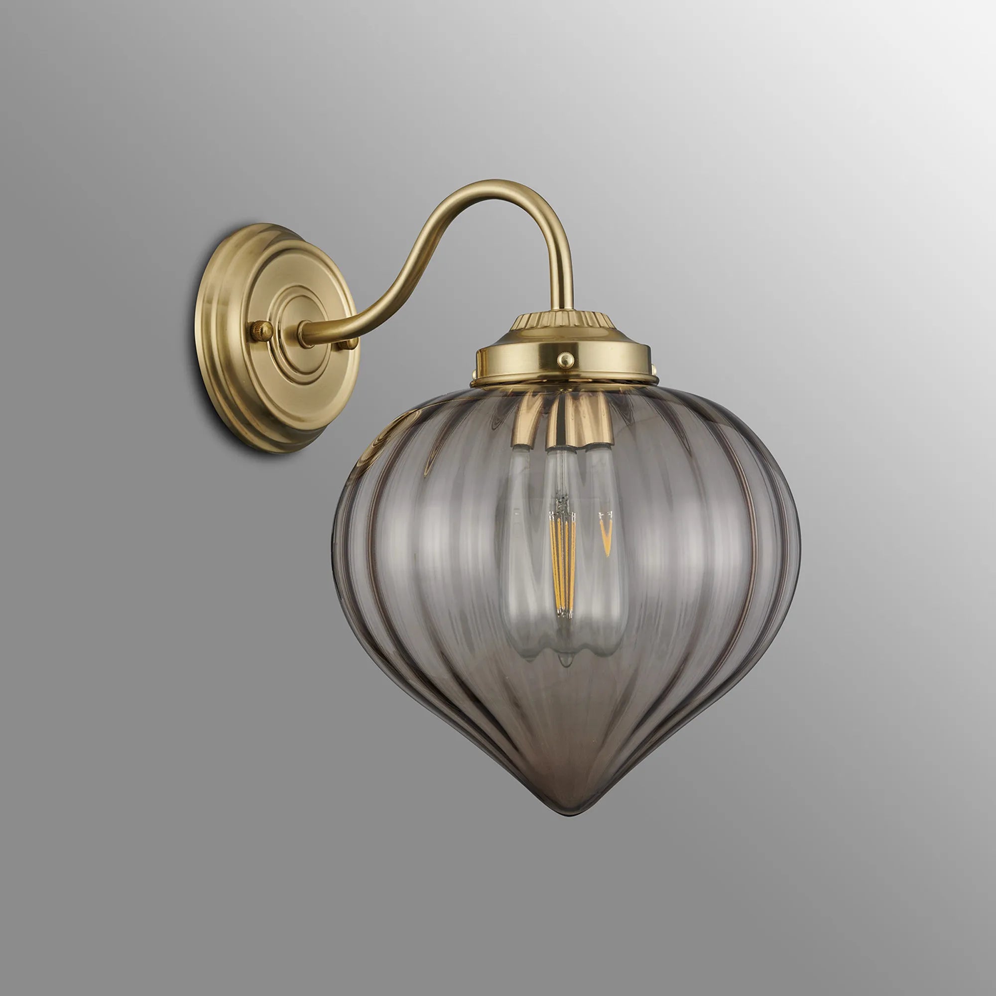 Grove Wall Light with Flower Bud Shade - Brass & Cognac