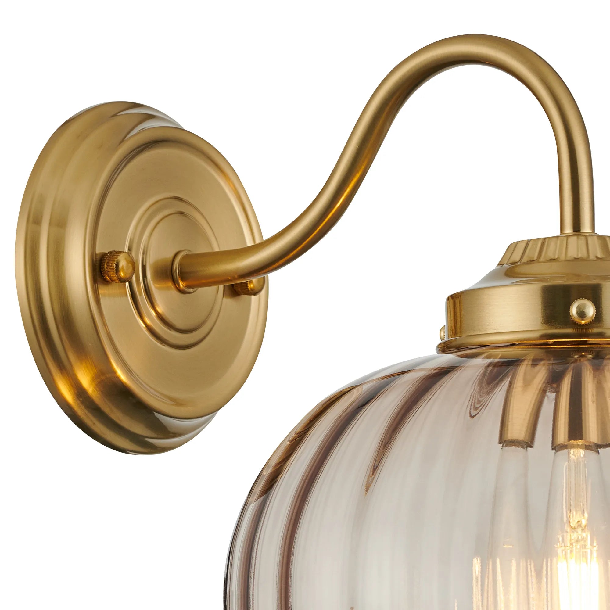 Grove Wall Light with Flower Bud Shade - Brass & Cognac
