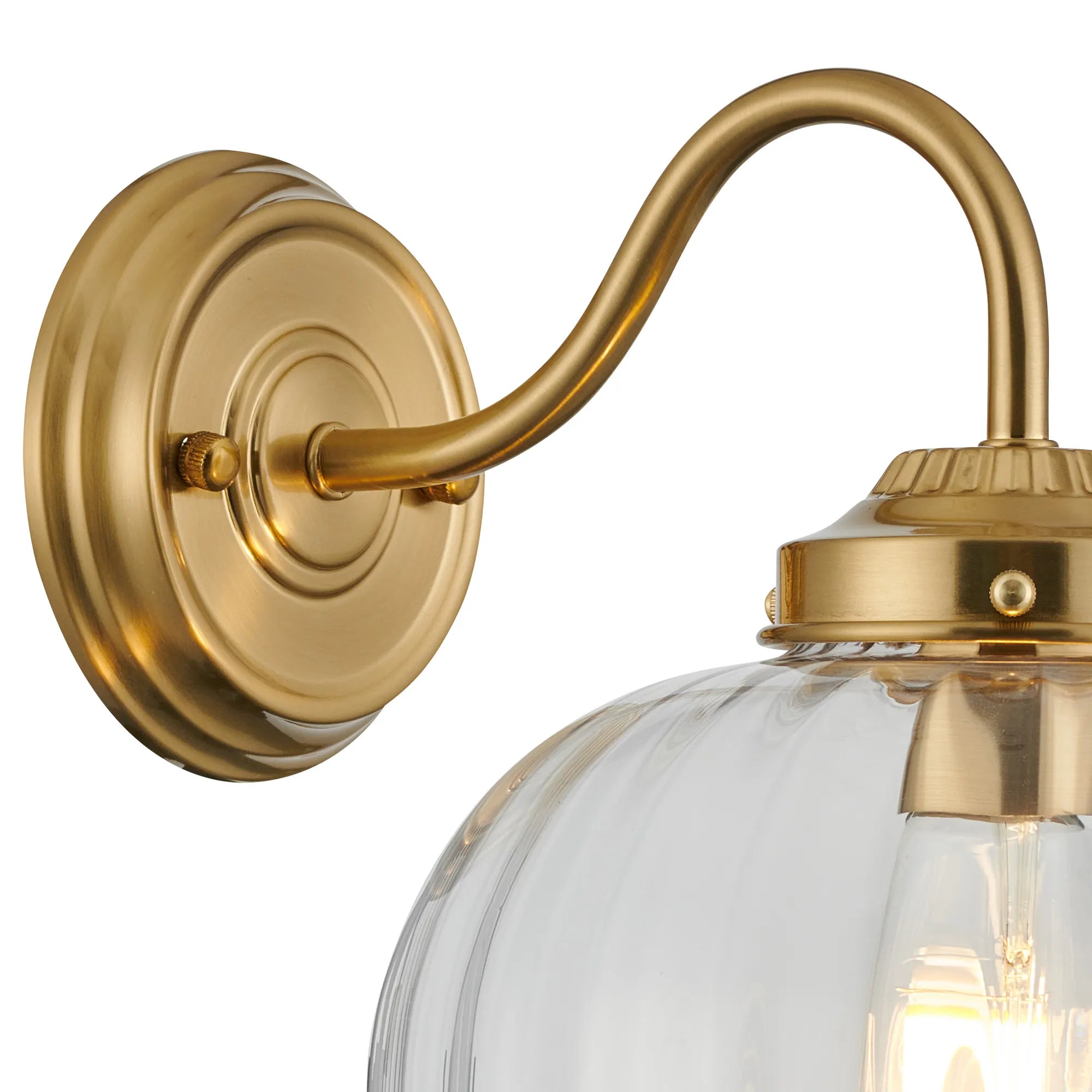 Grove Wall Light with Flower Bud Shade - Brass & Clear
