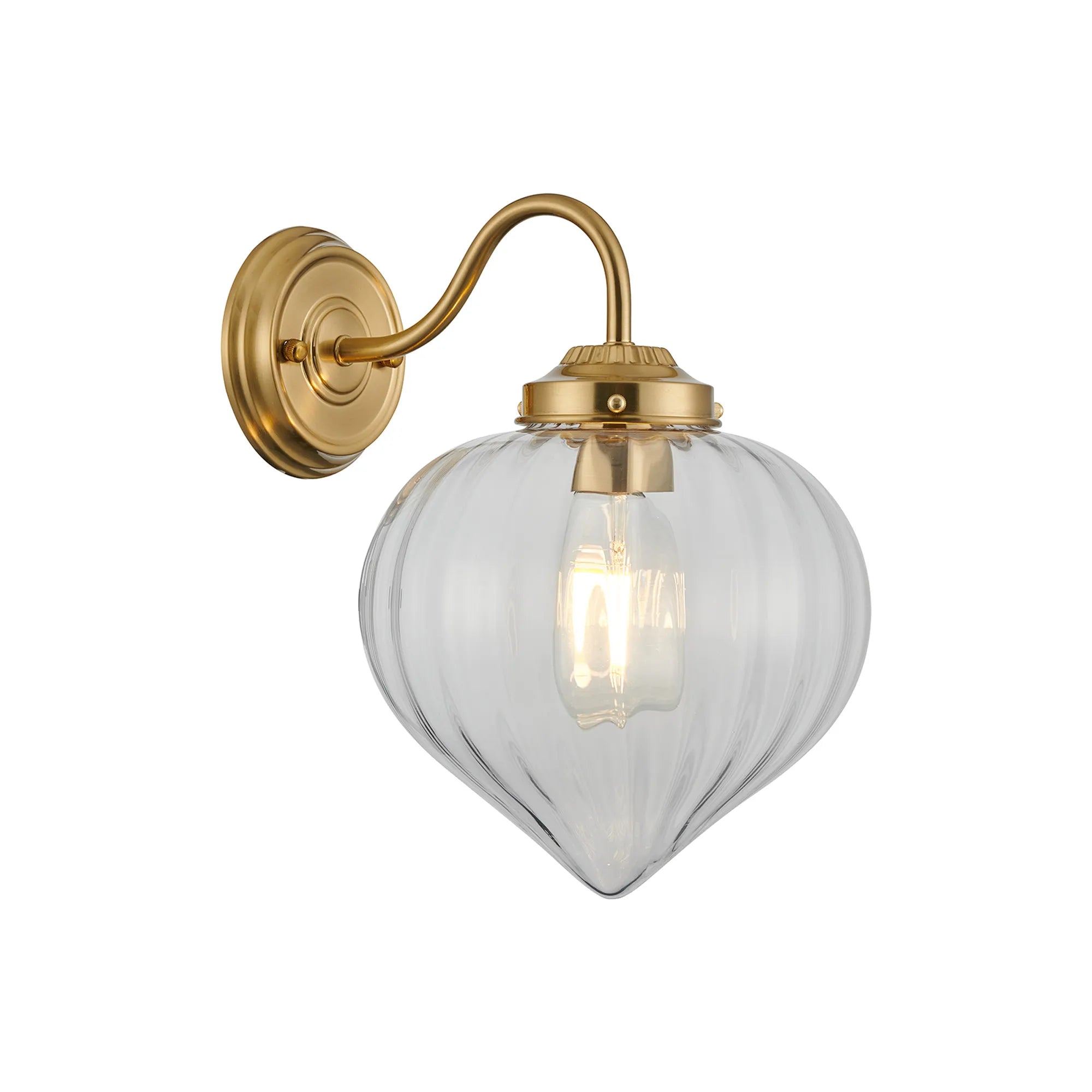 Grove Wall Light with Flower Bud Shade - Brass & Clear