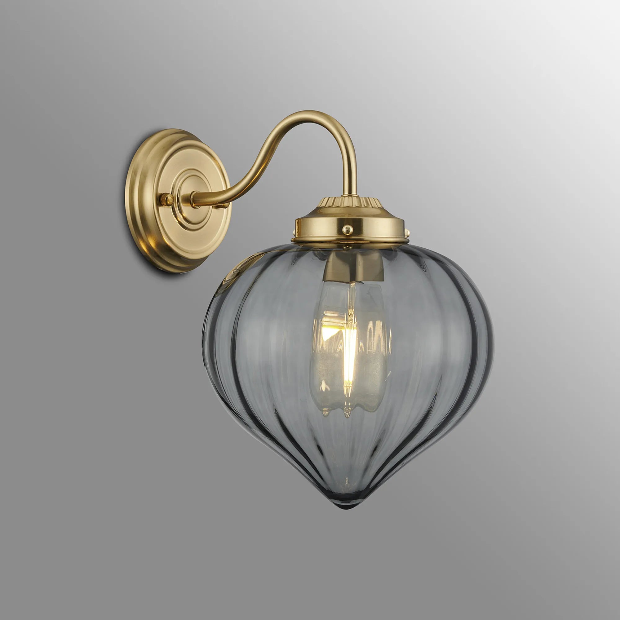 Grove Wall Light with Flower Bud Shade - Brass & Smoke