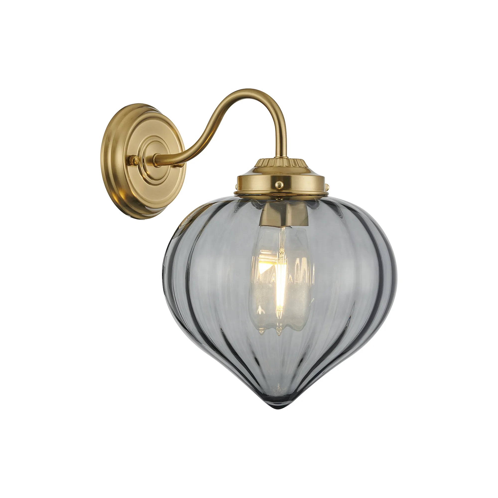 Grove Wall Light with Flower Bud Shade - Brass & Smoke