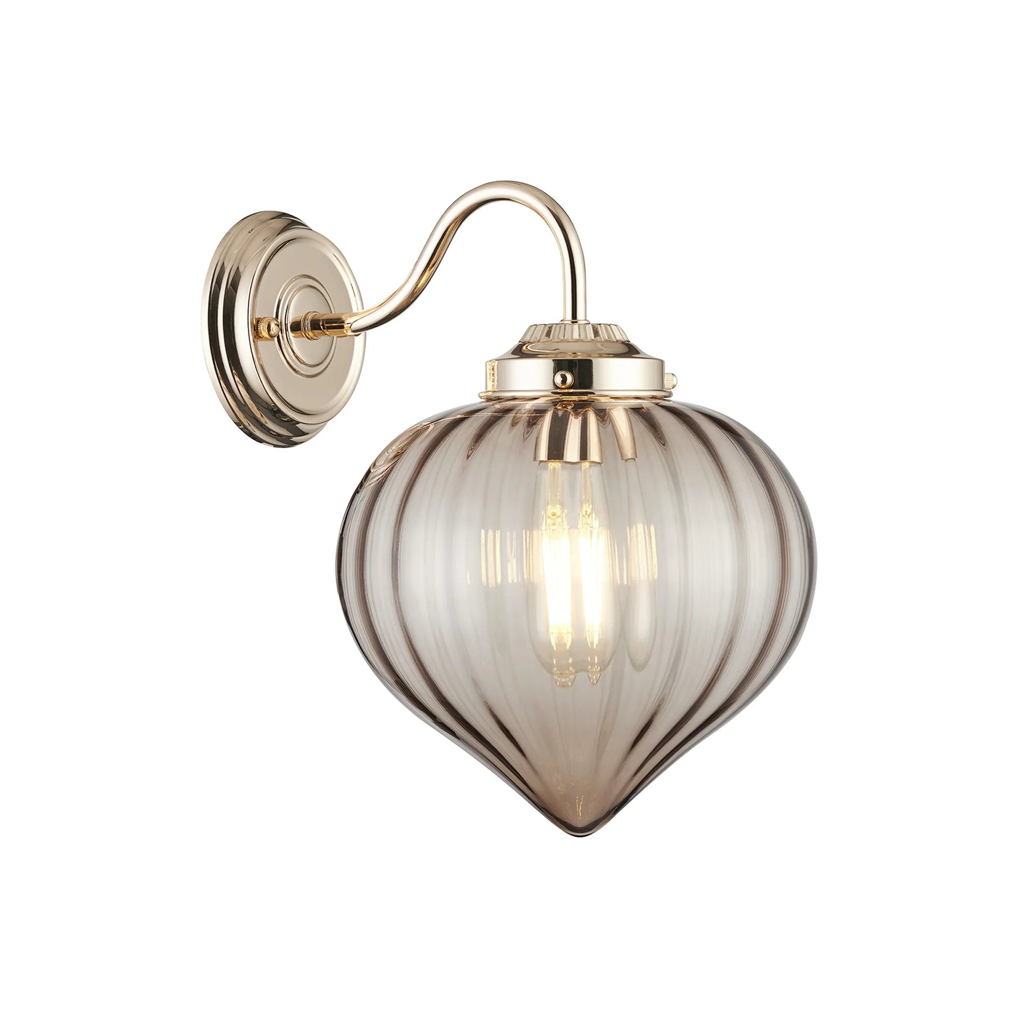 Grove Wall Light with Flower Bud Shade - French Gold & Cognac