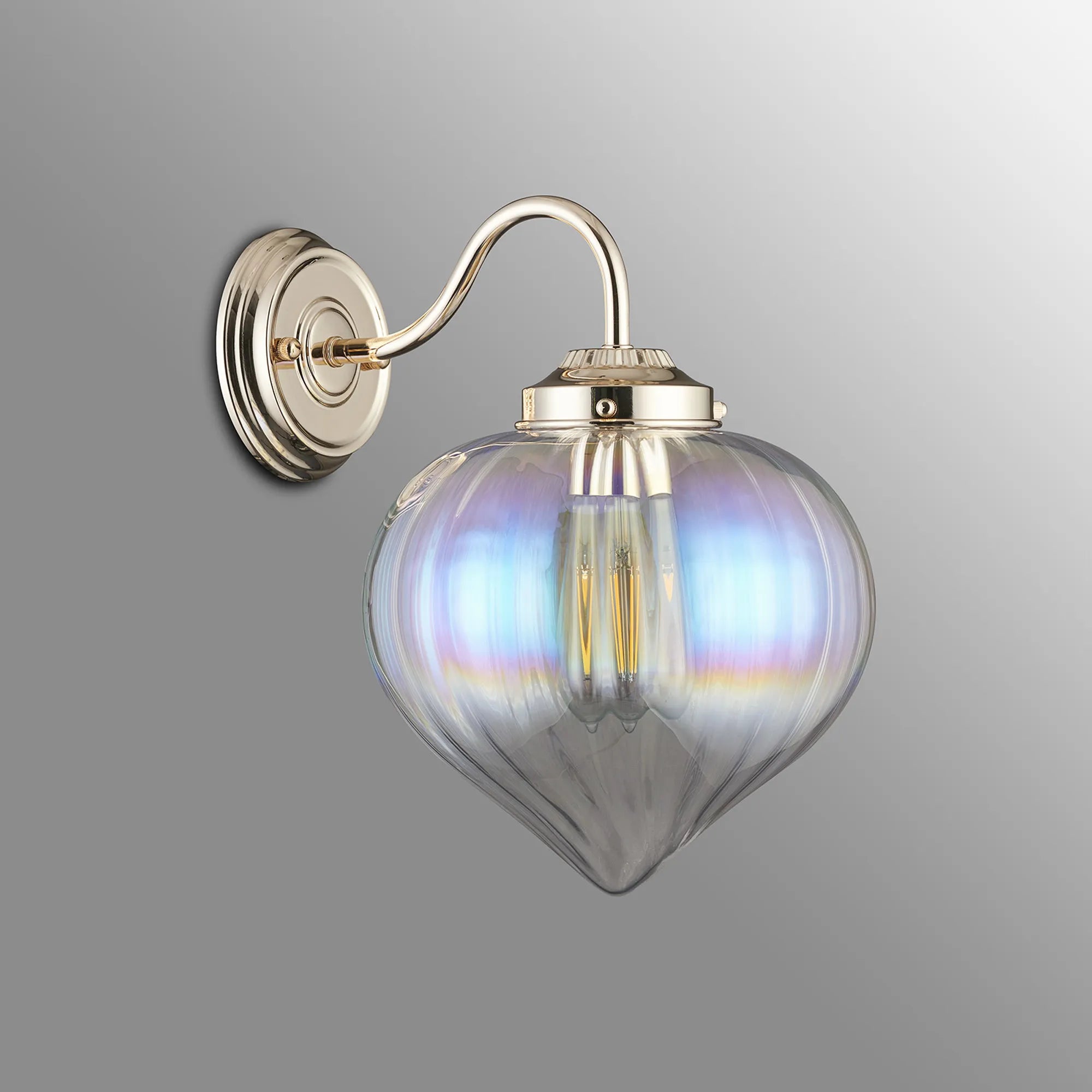 Grove Wall Light with Flower Bud Shade - French Gold & Iridescent Faded