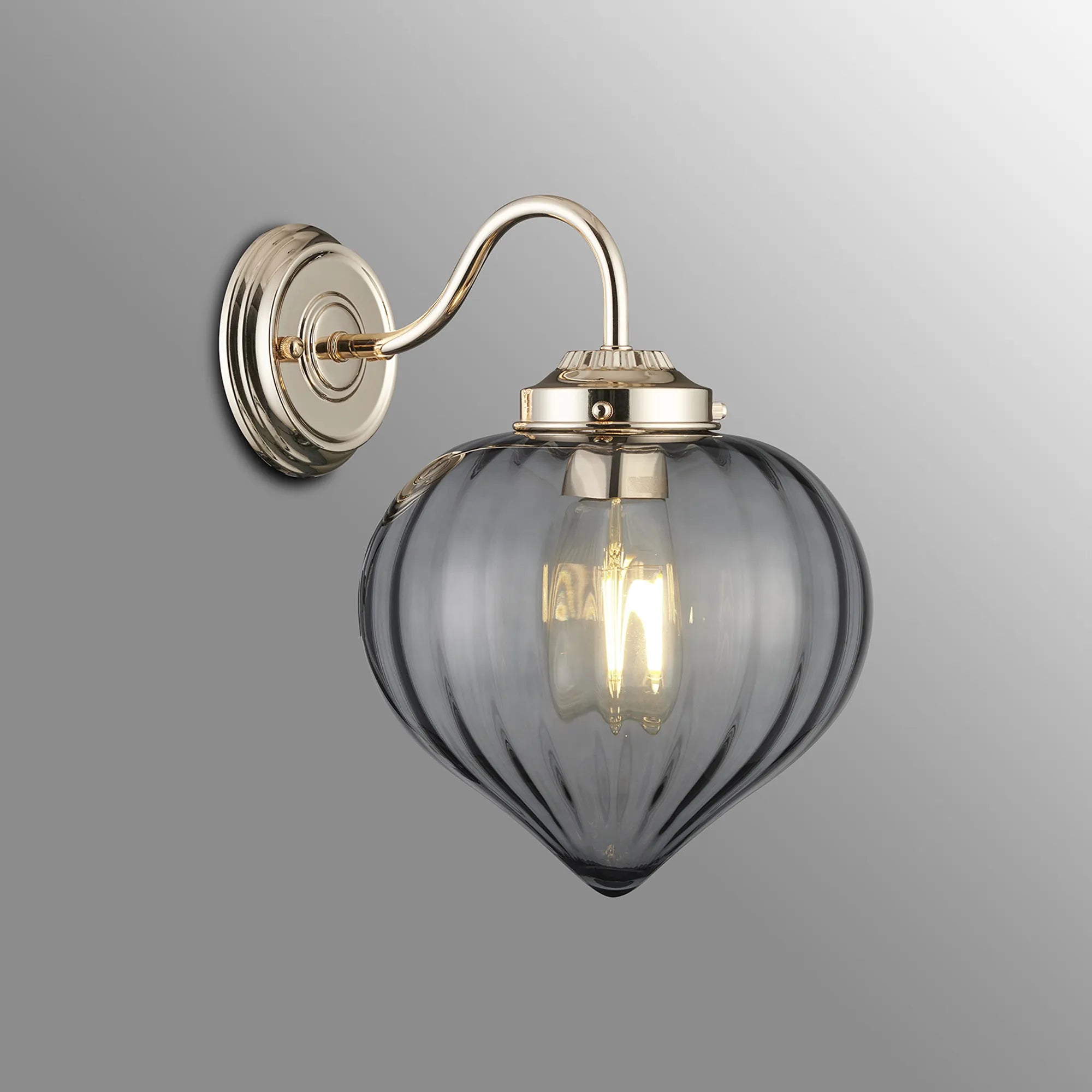 Grove Wall Light with Flower Bud Shade - French Gold & Smoke