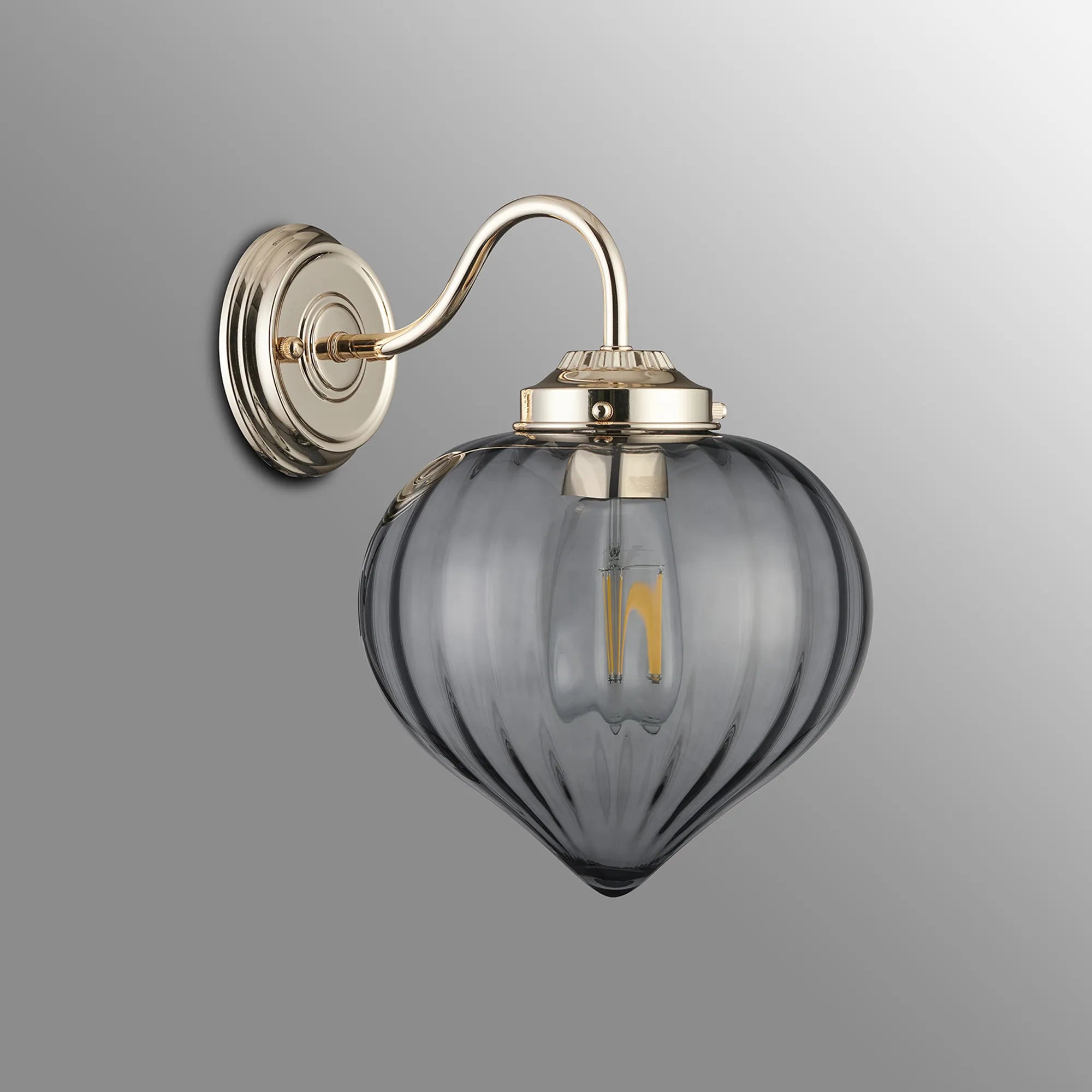 Grove Wall Light with Flower Bud Shade - French Gold & Smoke
