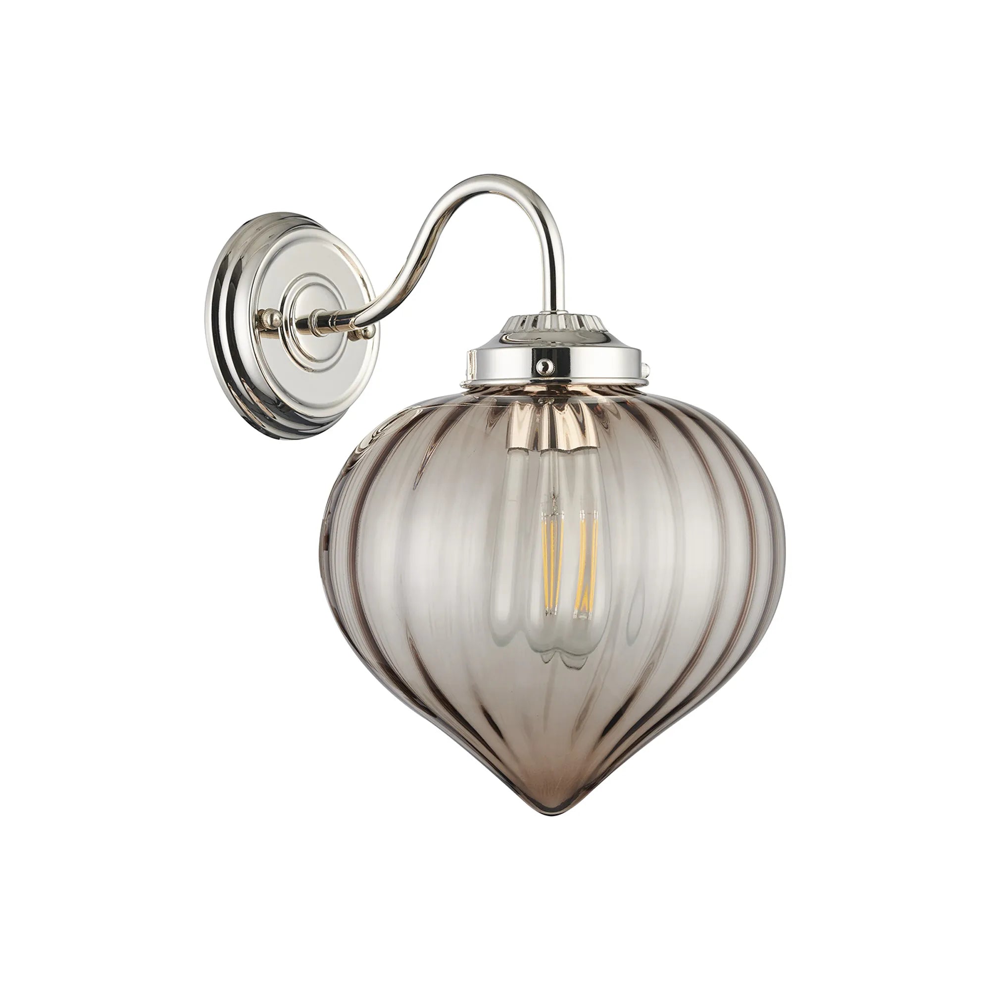 Grove Wall Light with Flower Bud Shade - Polished Nickel & Cognac