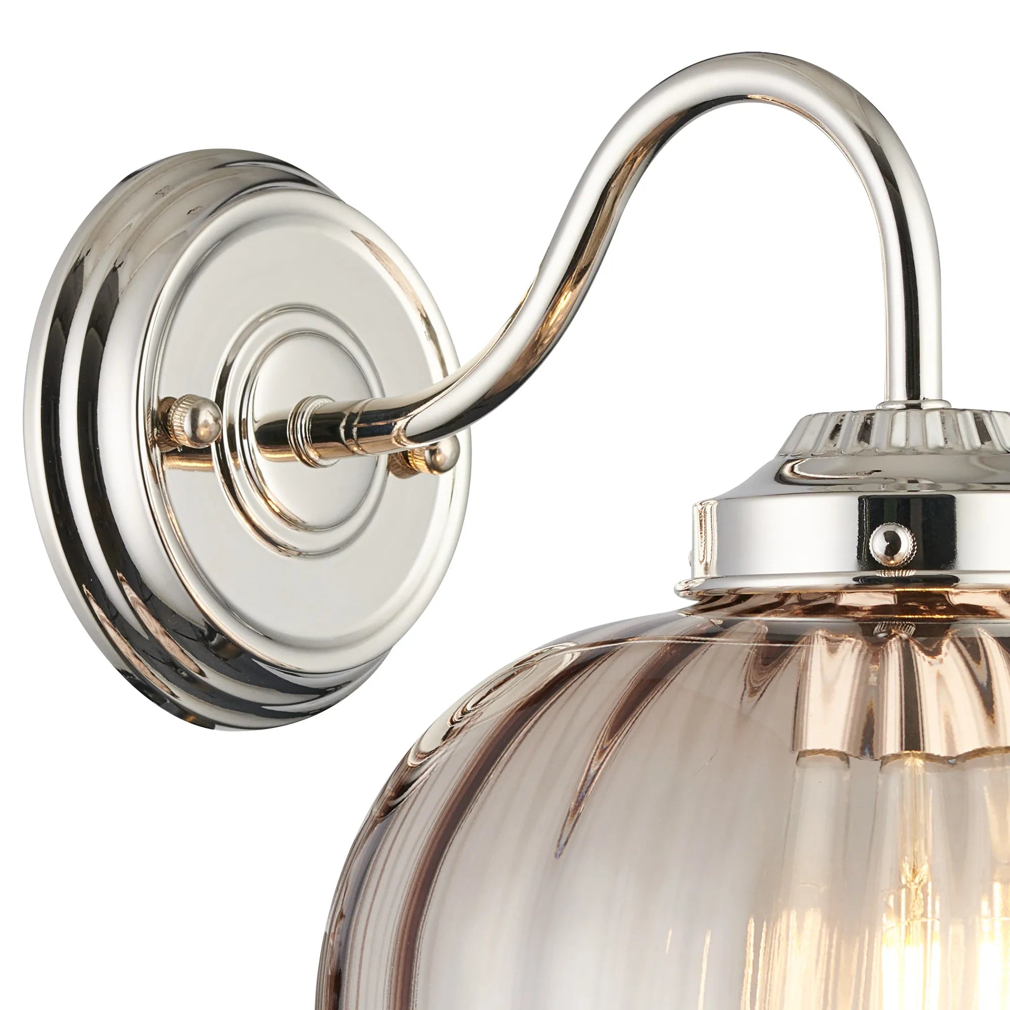 Grove Wall Light with Flower Bud Shade - Polished Nickel & Cognac