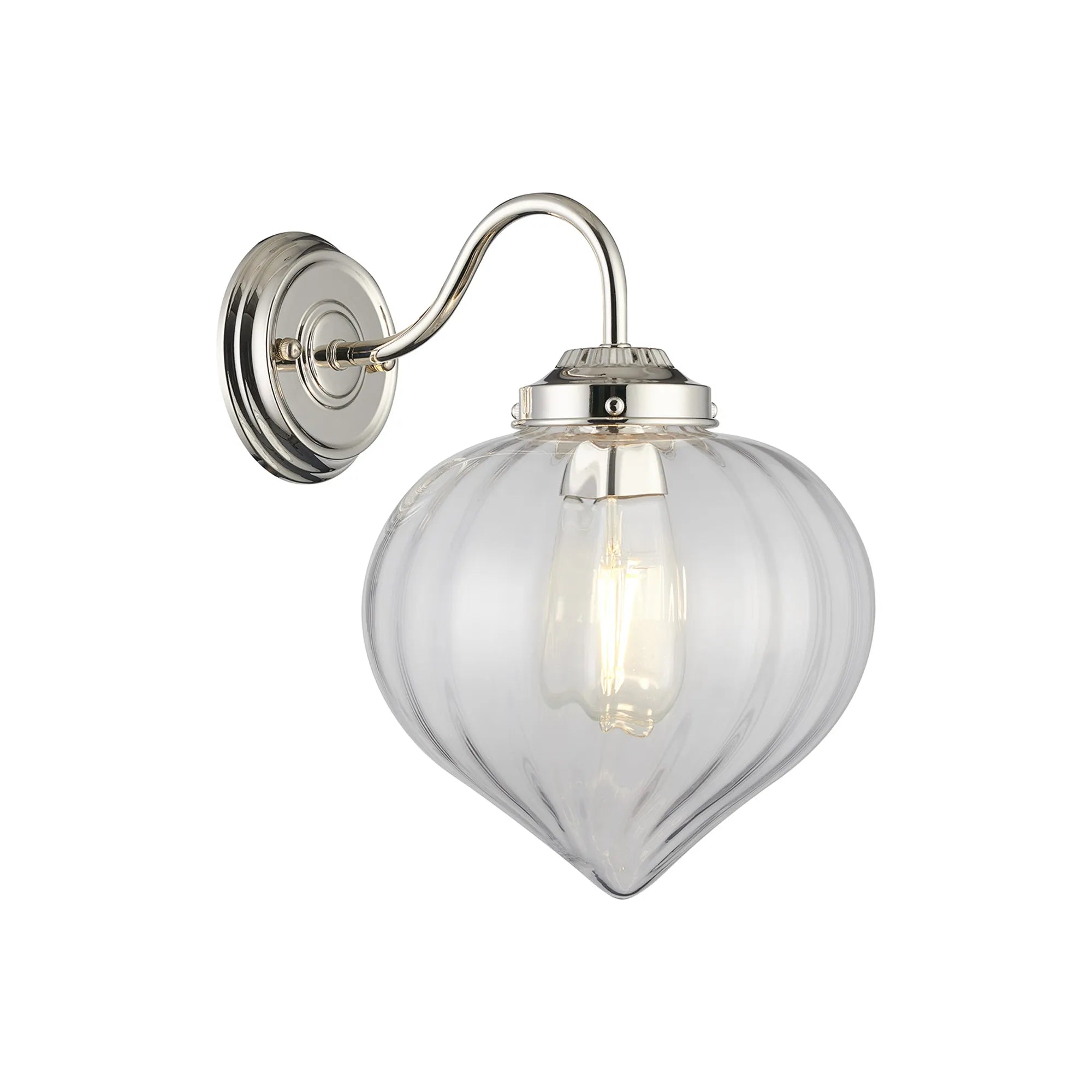 Grove Wall Light with Flower Bud Shade - Polished Nickel & Clear