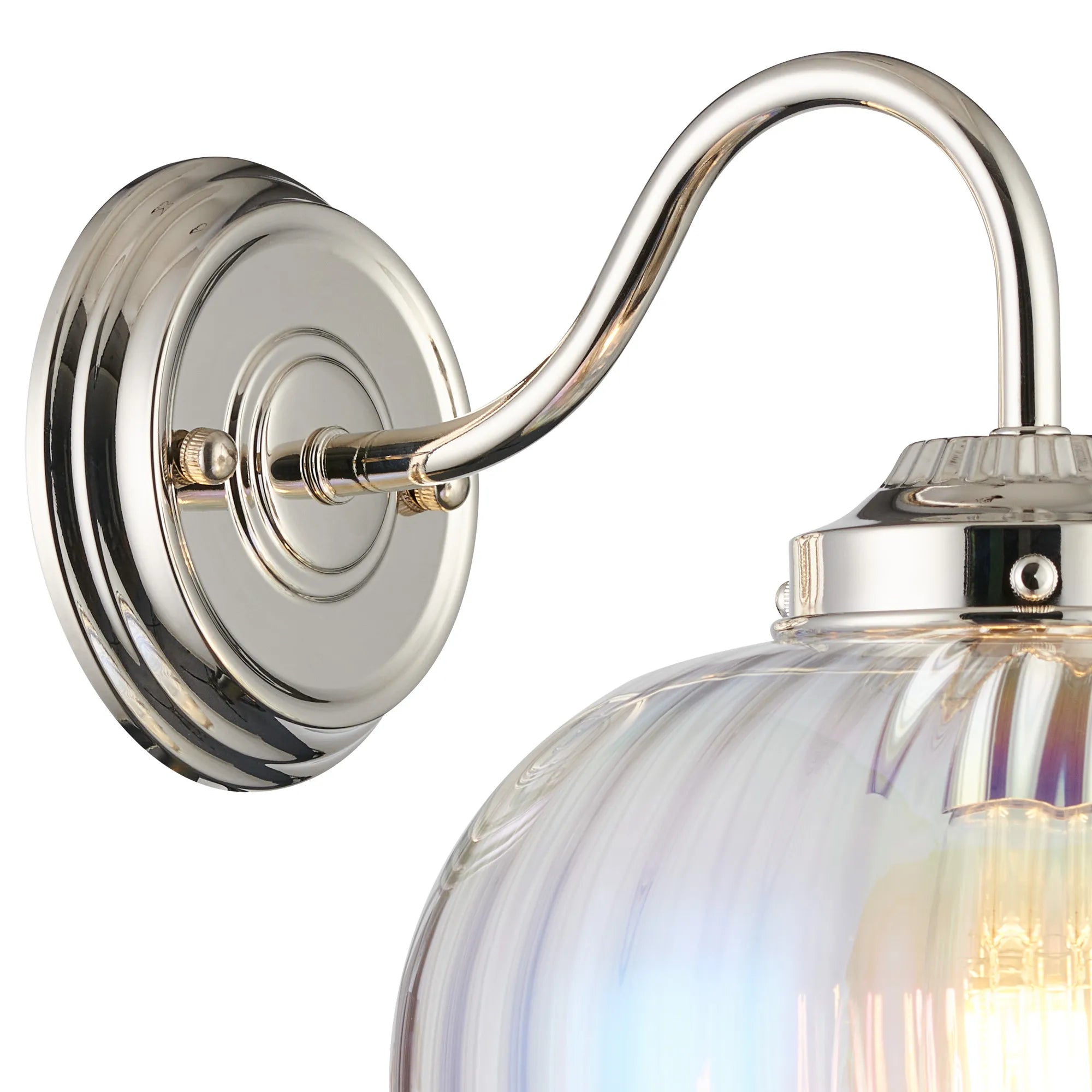 Grove Wall Light with Flower Bud Shade - Polished Nickel & Iridescent Faded