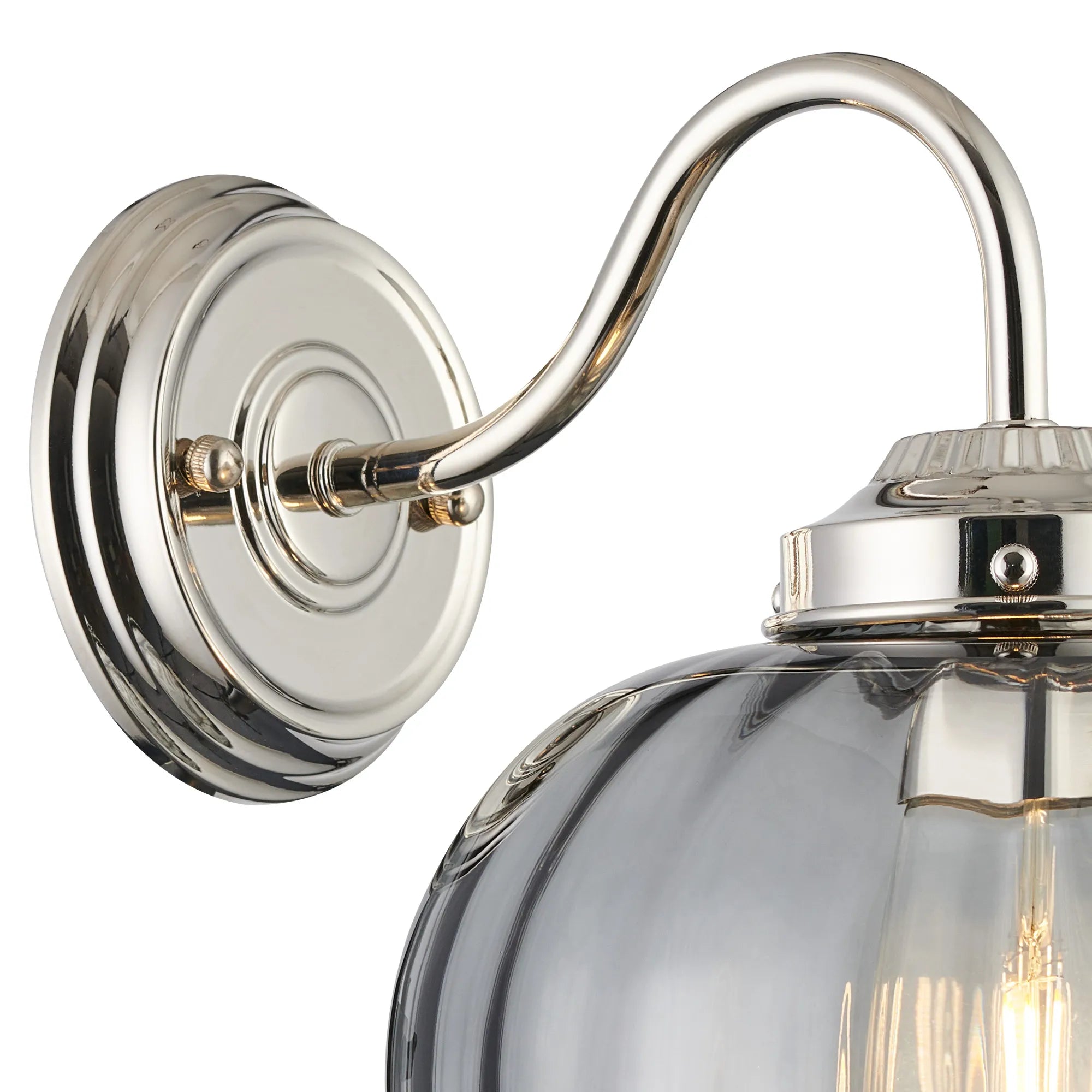 Grove Wall Light with Flower Bud Shade - Polished Nickel & Smoke