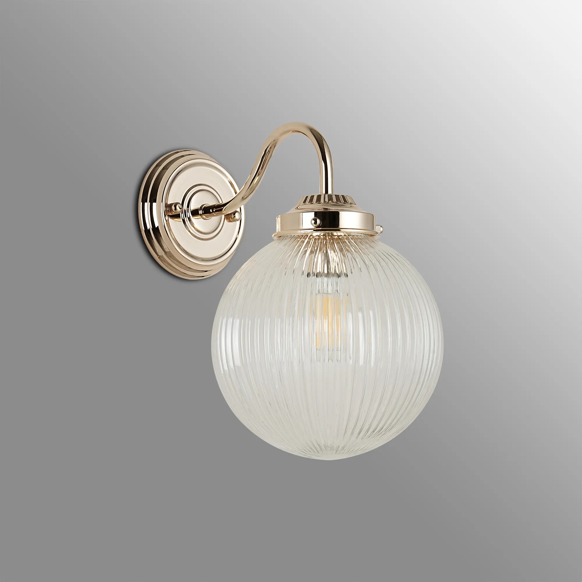 Grove Wall Light with 20cm Acorn Ribbed Glass - French Gold & Clear