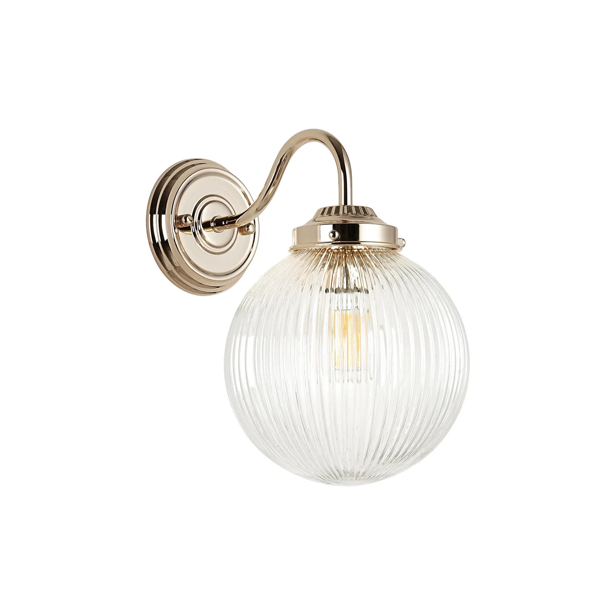 Grove Wall Light with 20cm Acorn Ribbed Glass - French Gold & Clear