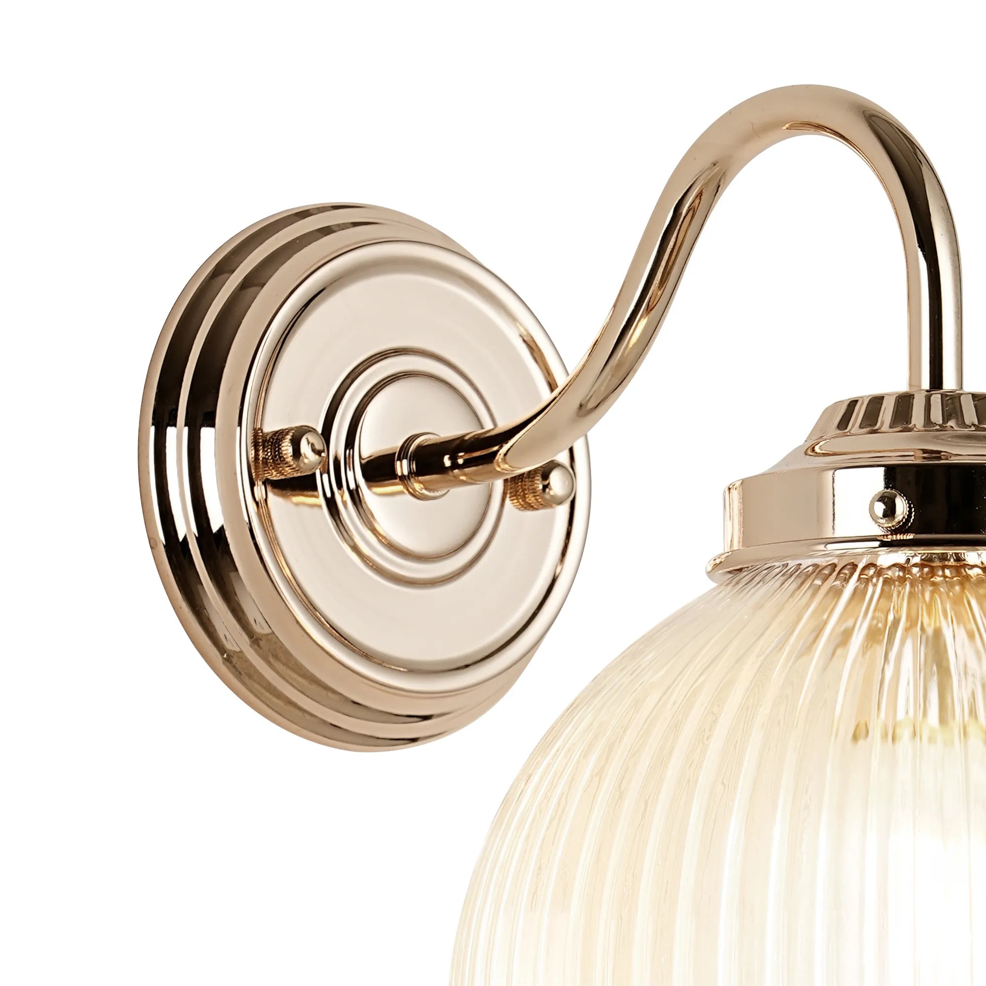 Grove Wall Light with 20cm Acorn Ribbed Glass - French Gold & Clear