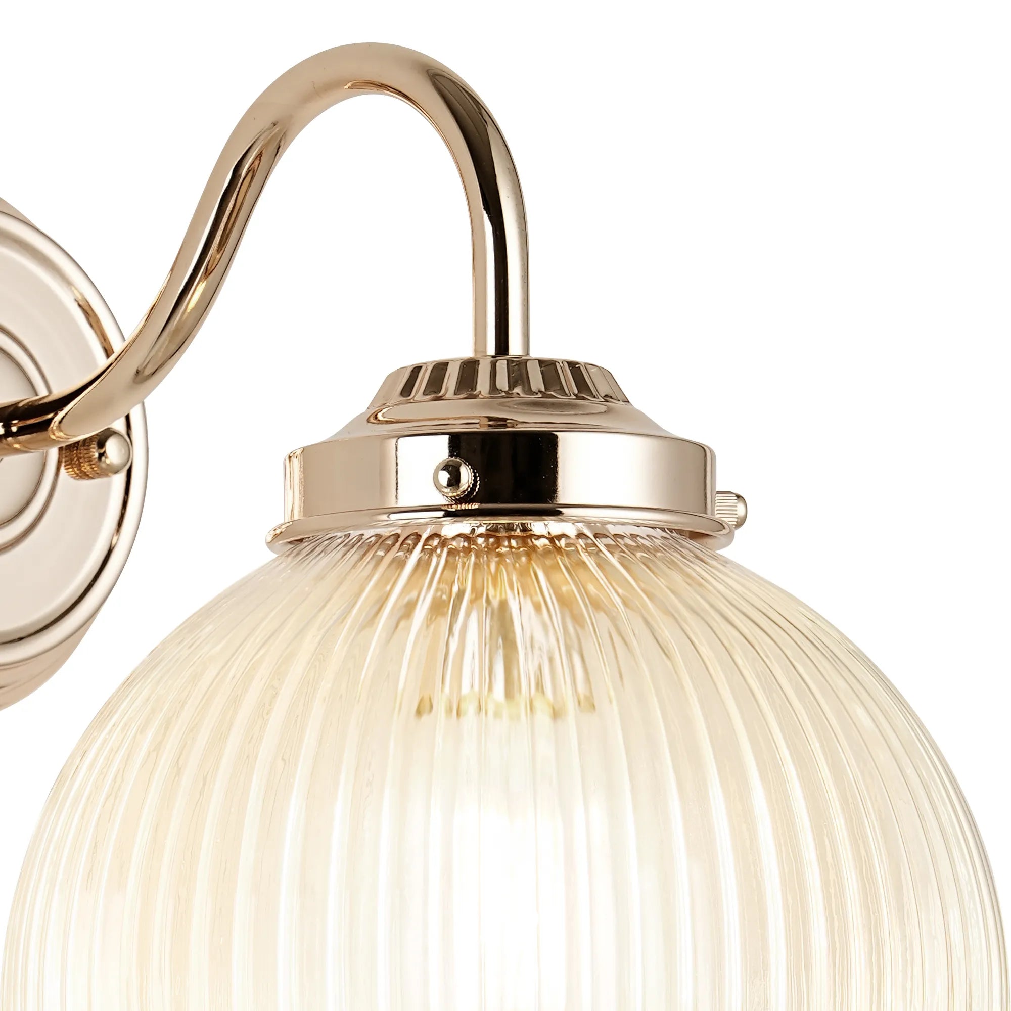 Grove Wall Light with 20cm Acorn Ribbed Glass - French Gold & Clear