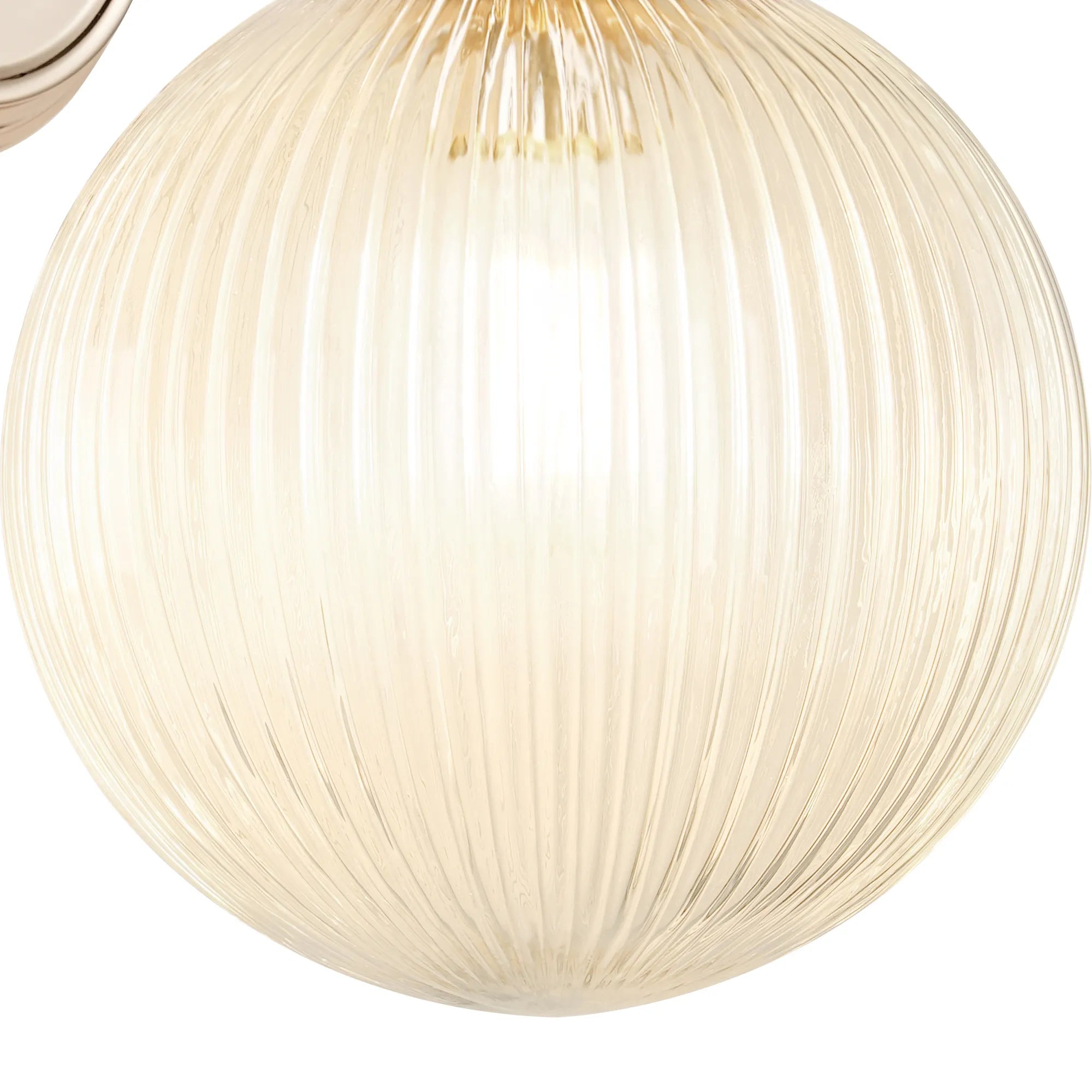 Grove Wall Light with 20cm Acorn Ribbed Glass - French Gold & Clear