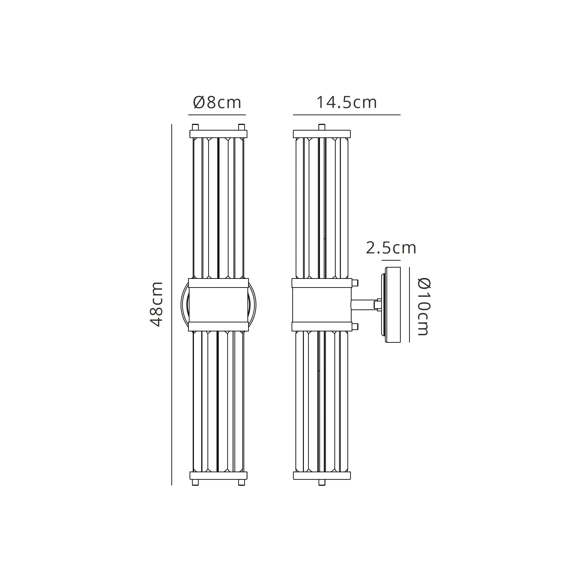 Fratton 2 Light Crystal Wall Up & Down IP44 - Gold & Clear Crystal