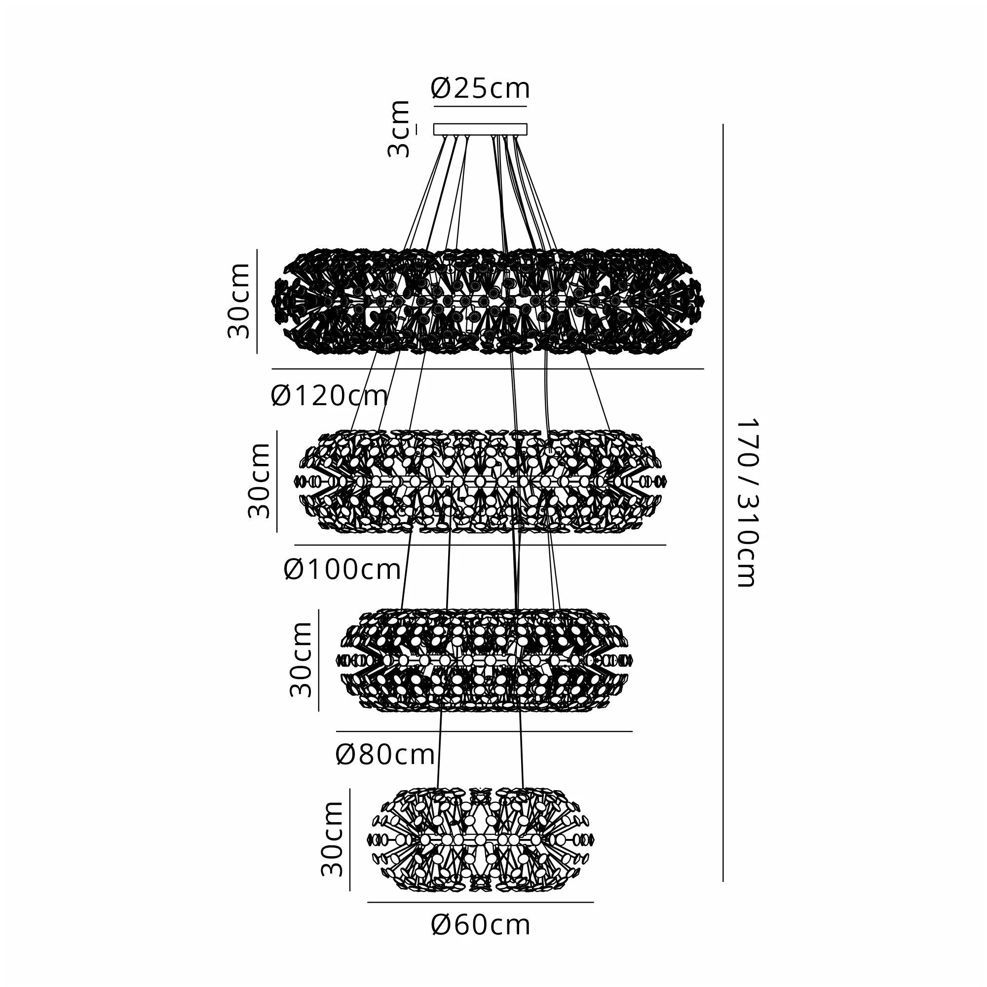 Grosvenor 4 Tier 30 Light Chandelier - French Gold & Crystal