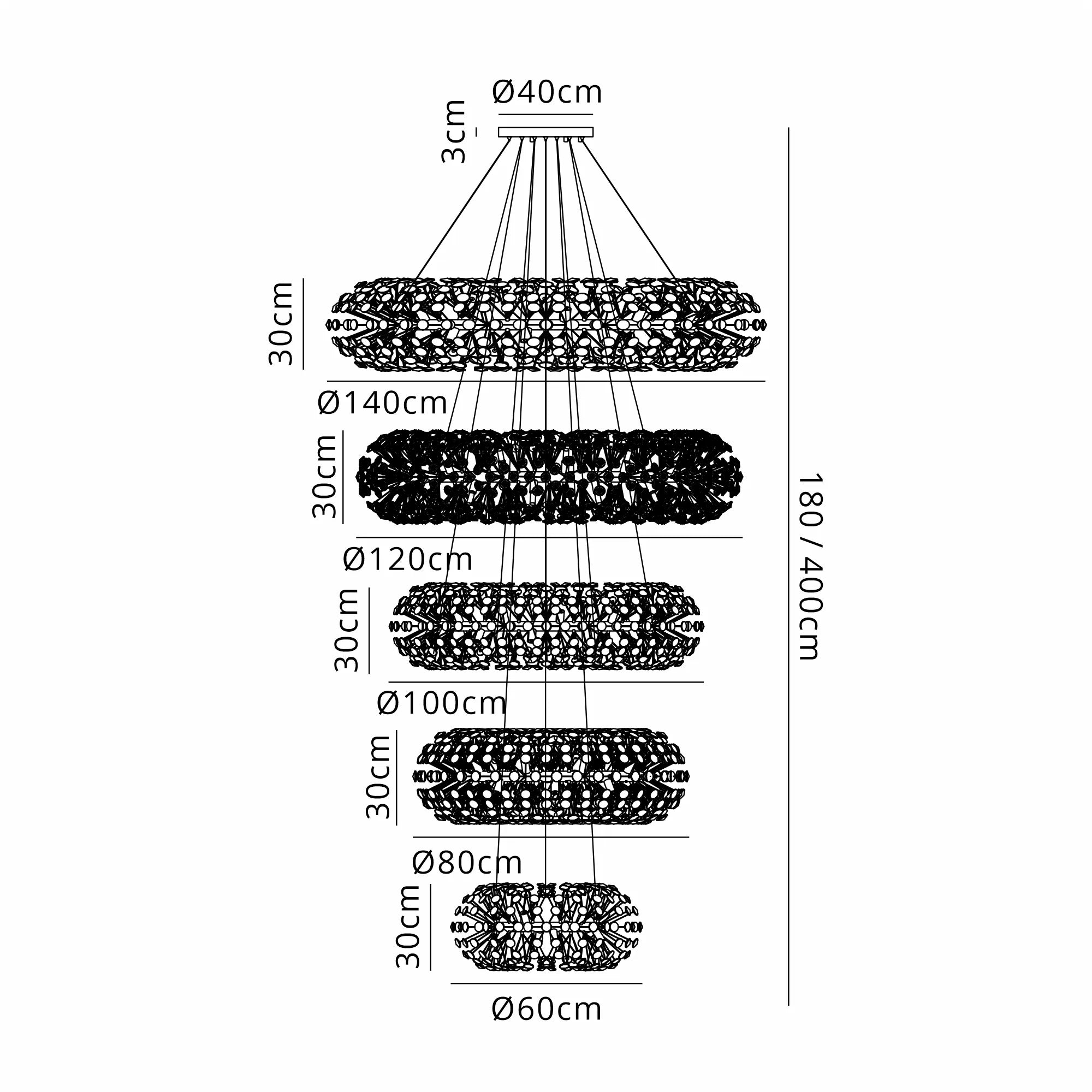 Grosvenor 5 Tier 36 Light Chandelier - Polished Chrome & Crystal