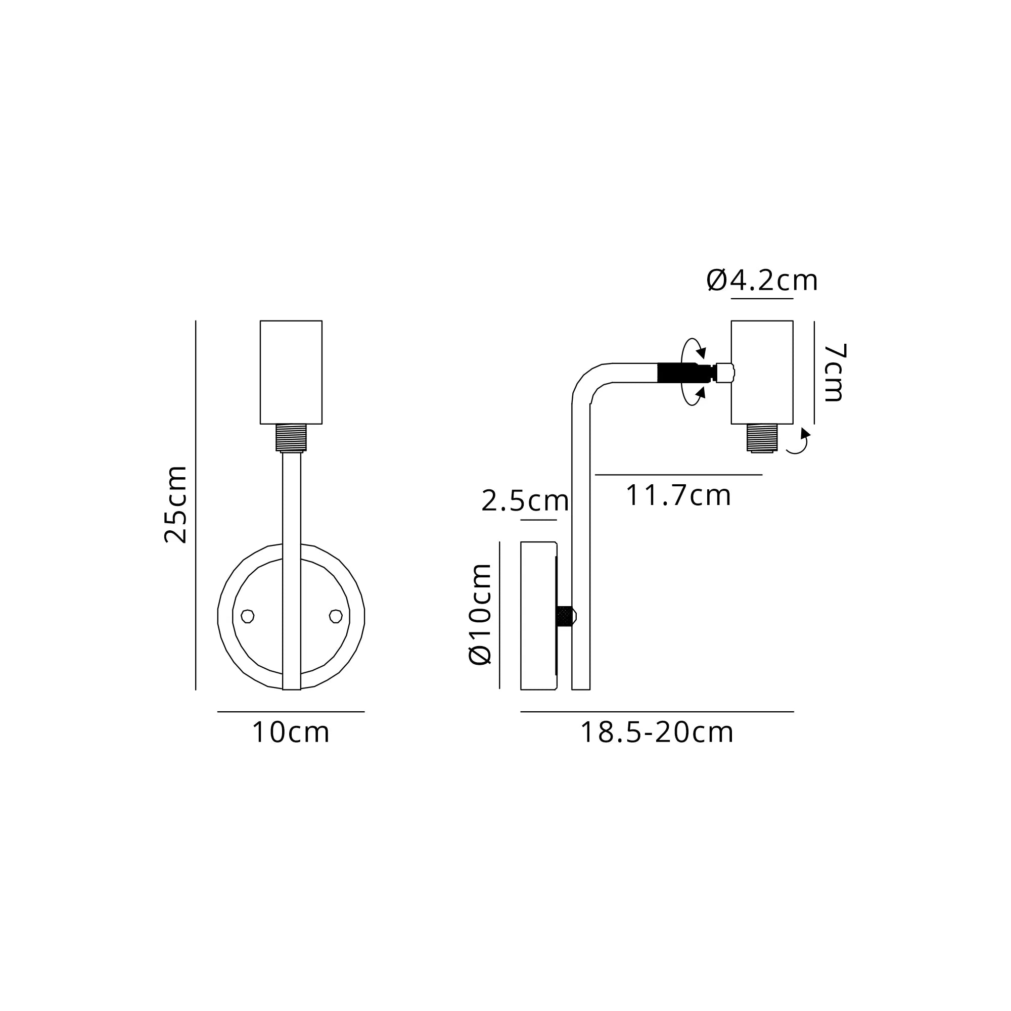 Bradley Wall Light - Adjustable Arm - Brass & Black