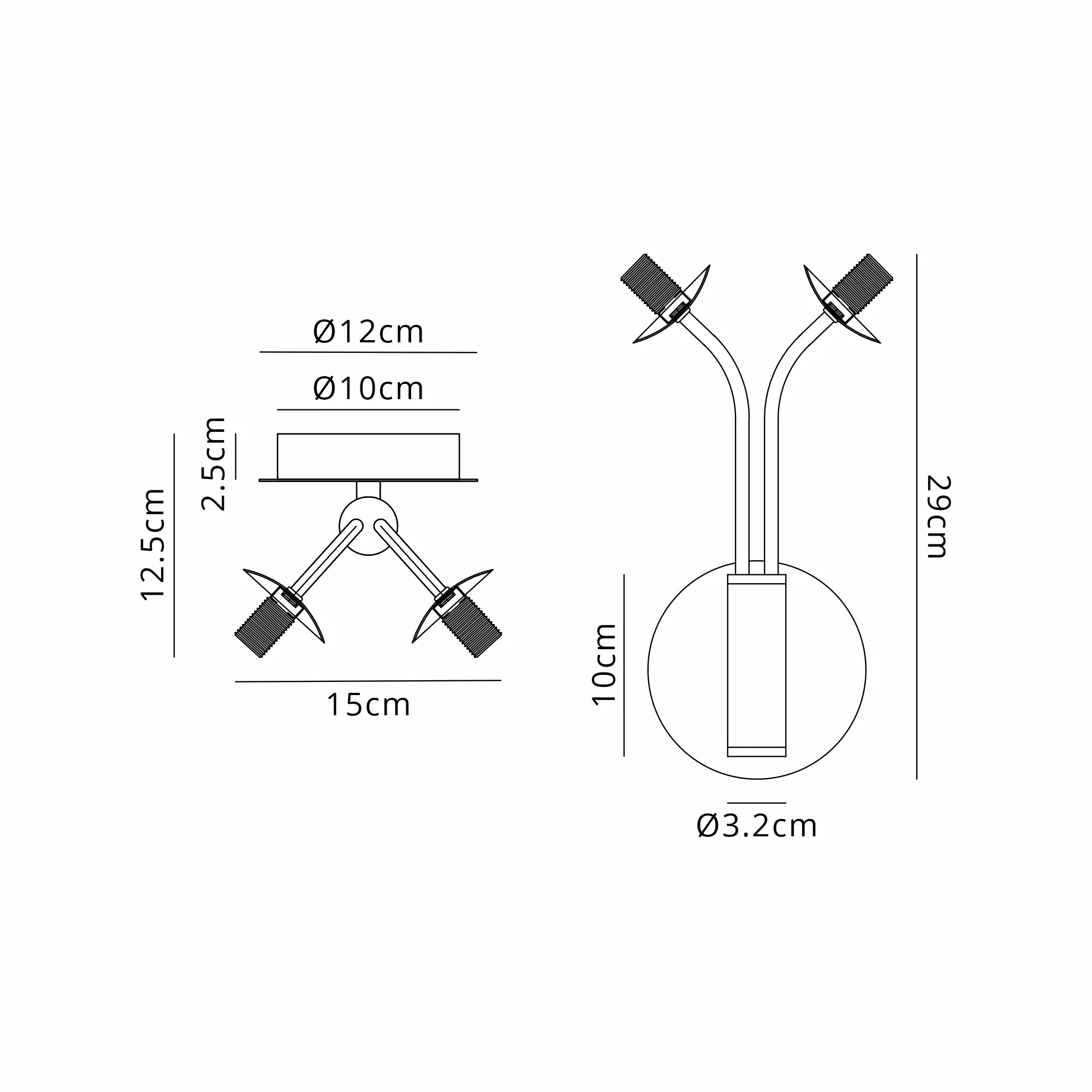 Deacon Curved Arm Wall Lamp (Frame Only) 2 Light - Satin Black