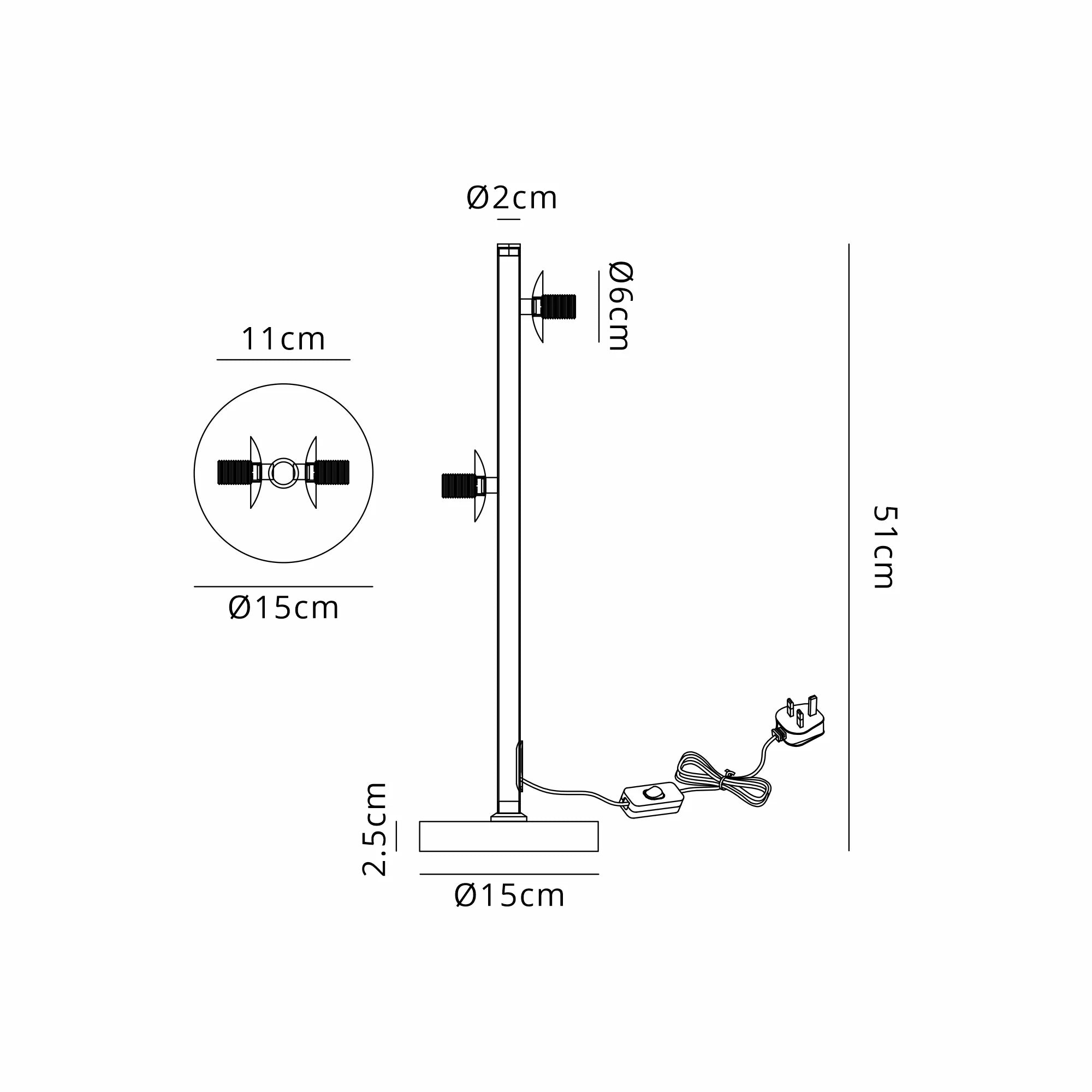 Deacon Table Lamp Without Shade 2 Light - Satin Gold