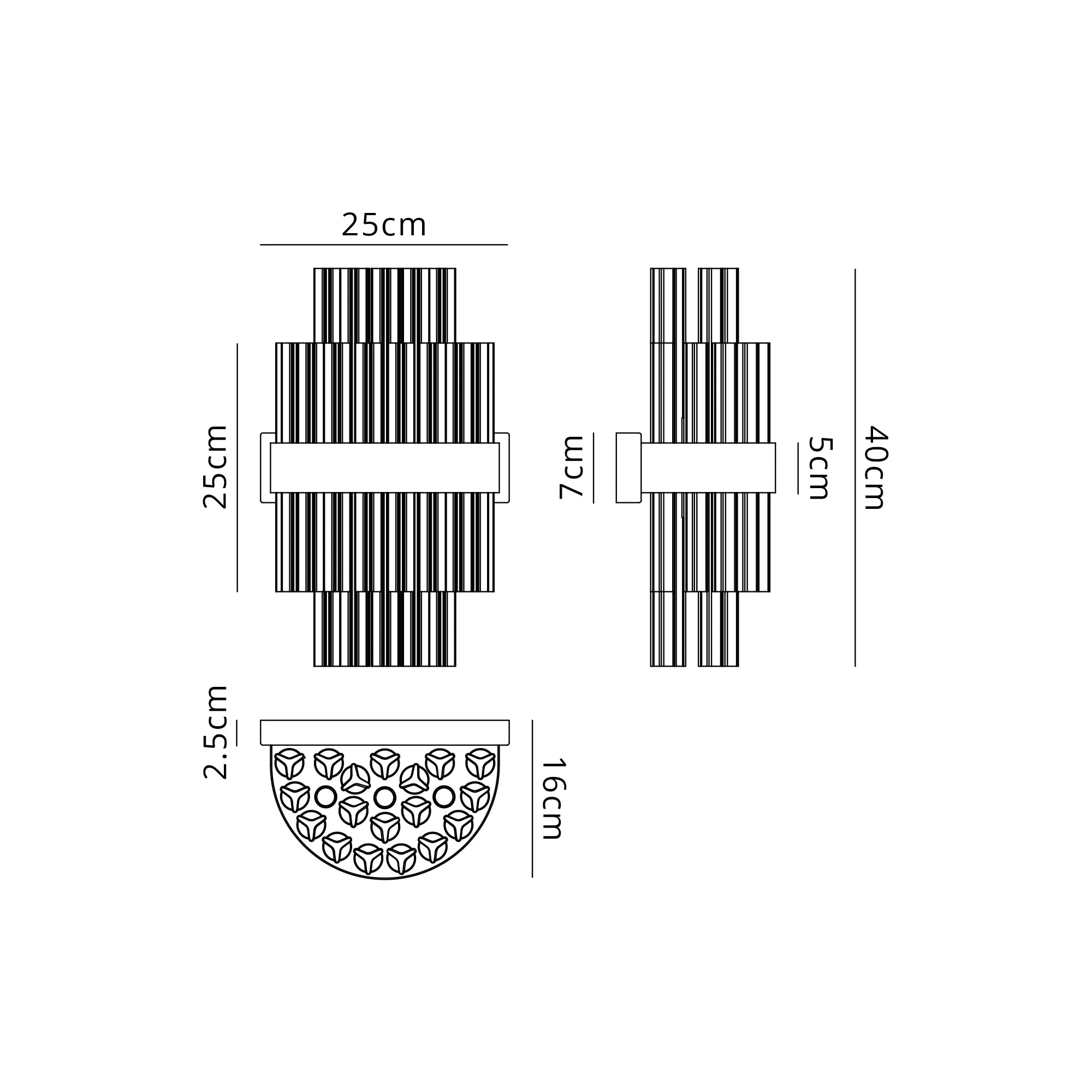 Farnley 6 Light Wall Light - Satin Black & Amber