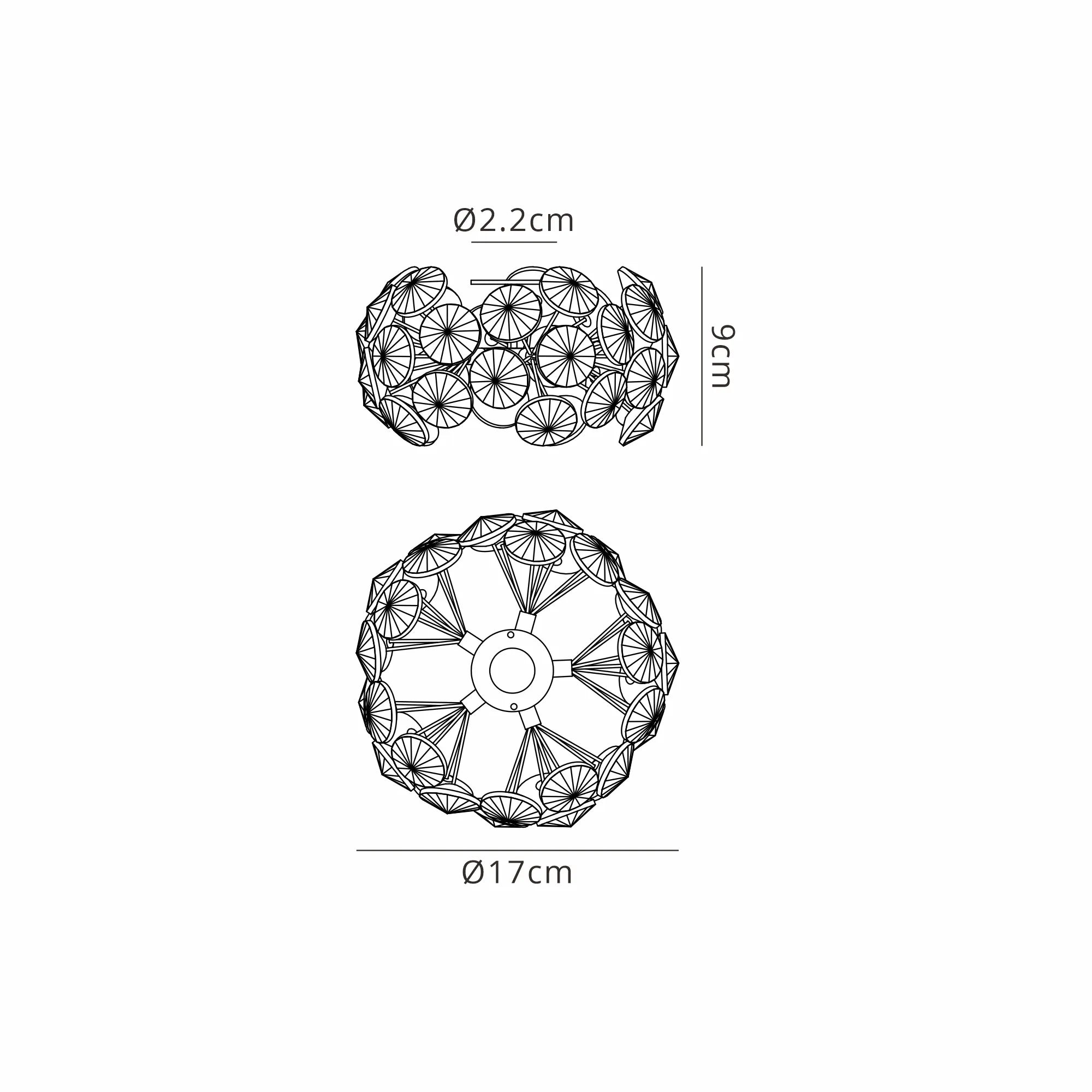 Grosvenor Non-Electric Shade (A) - Satin Black & Crystal