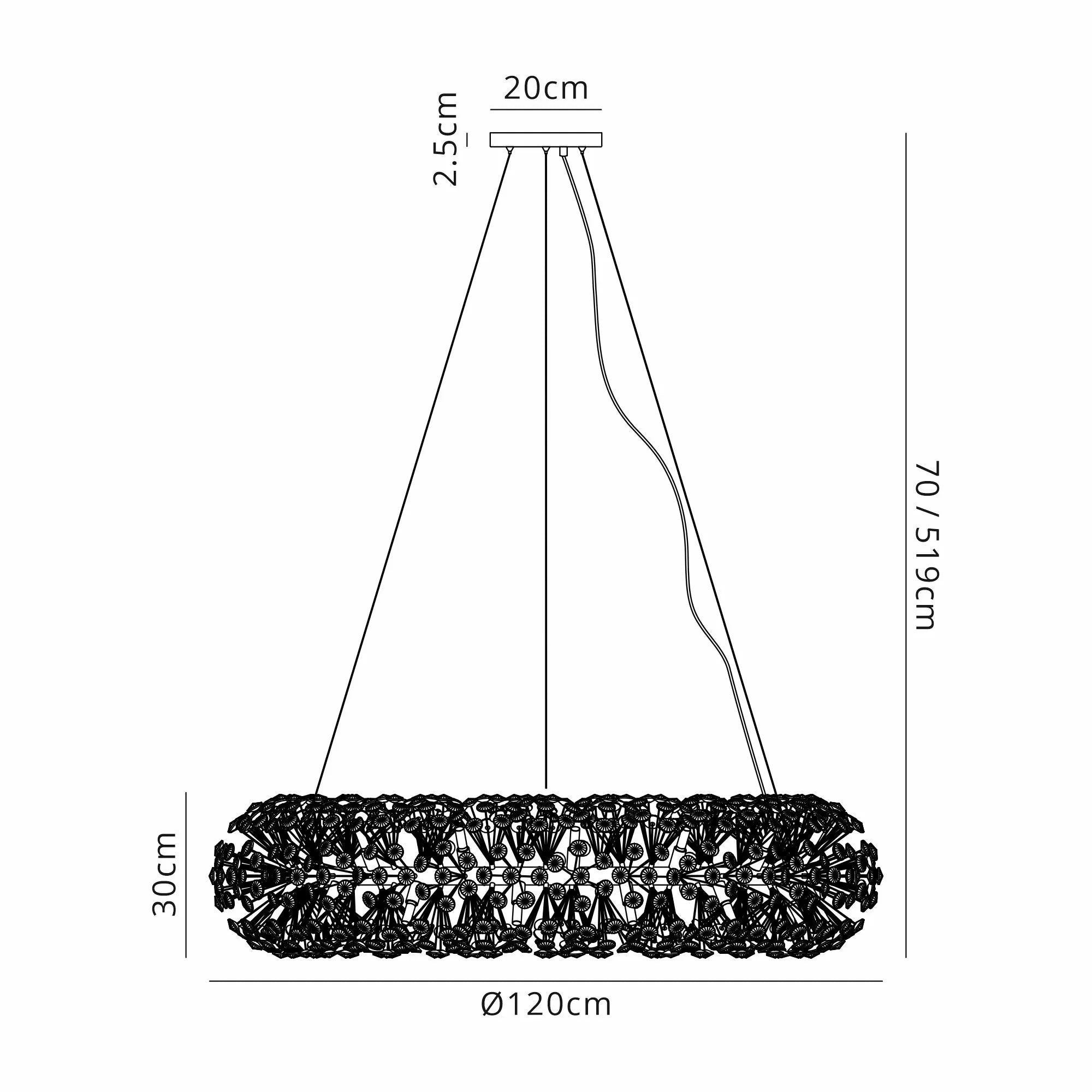 Grosvenor 1.2m Ring Pendant 30 Light Chandelier - French Gold