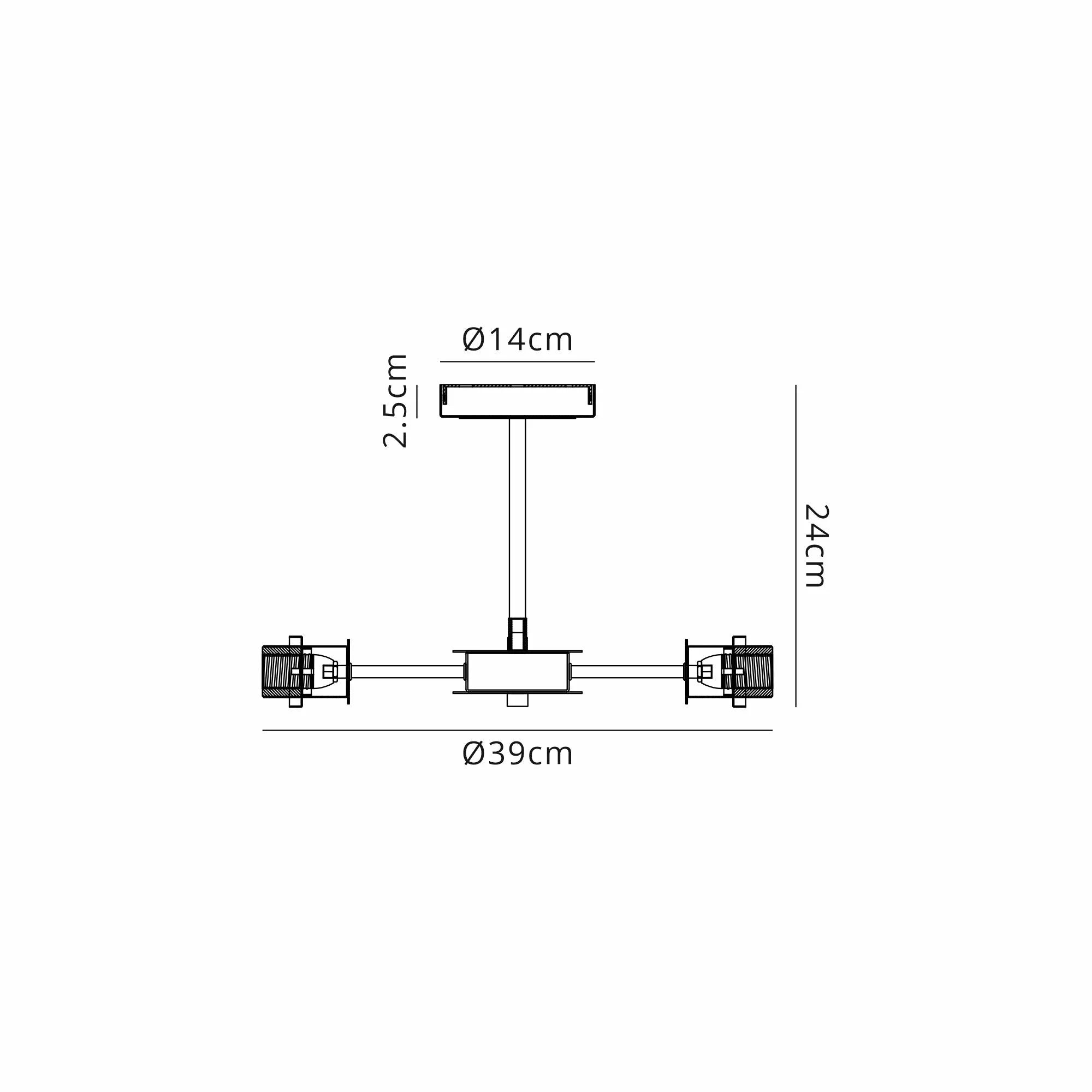 Sycamore Semi Ceiling 5 Light Brass & Satin Black