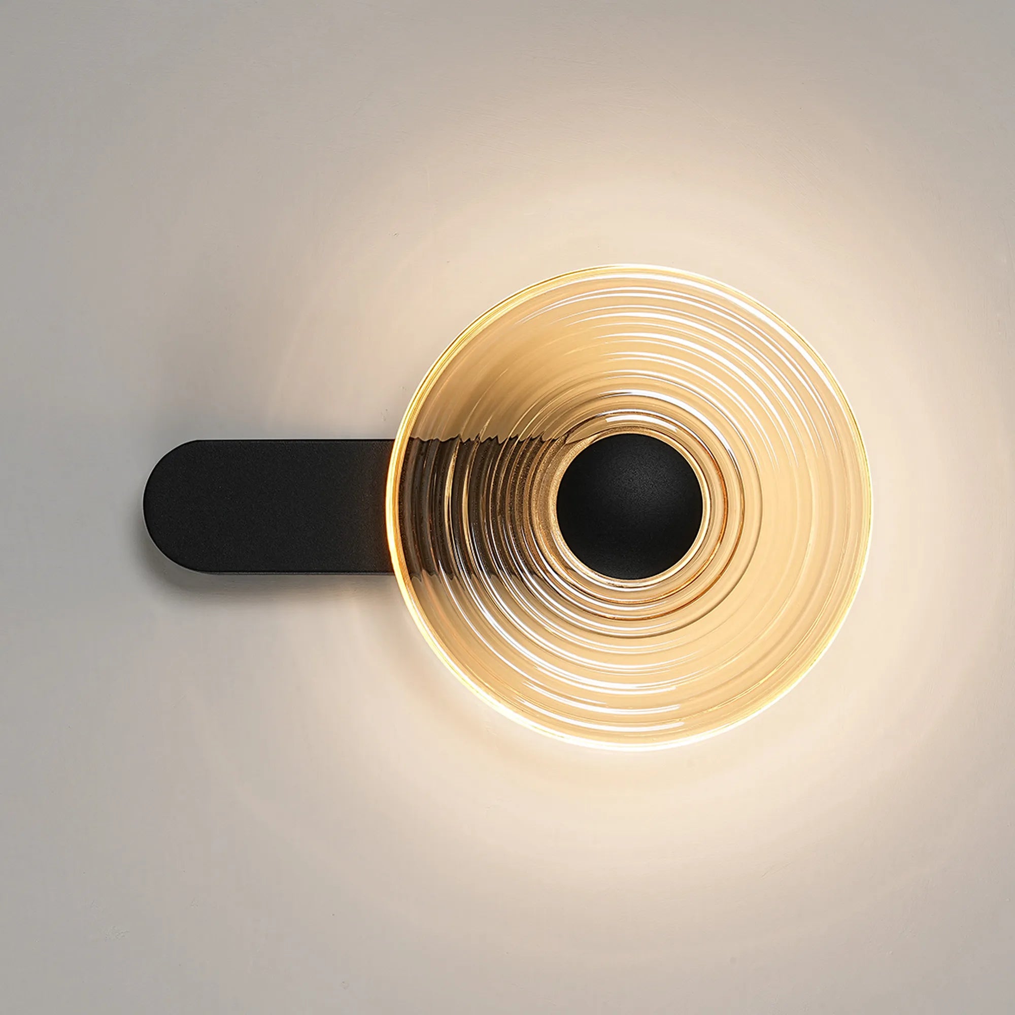 Milton Wall Lamp - Satin Black & Amber