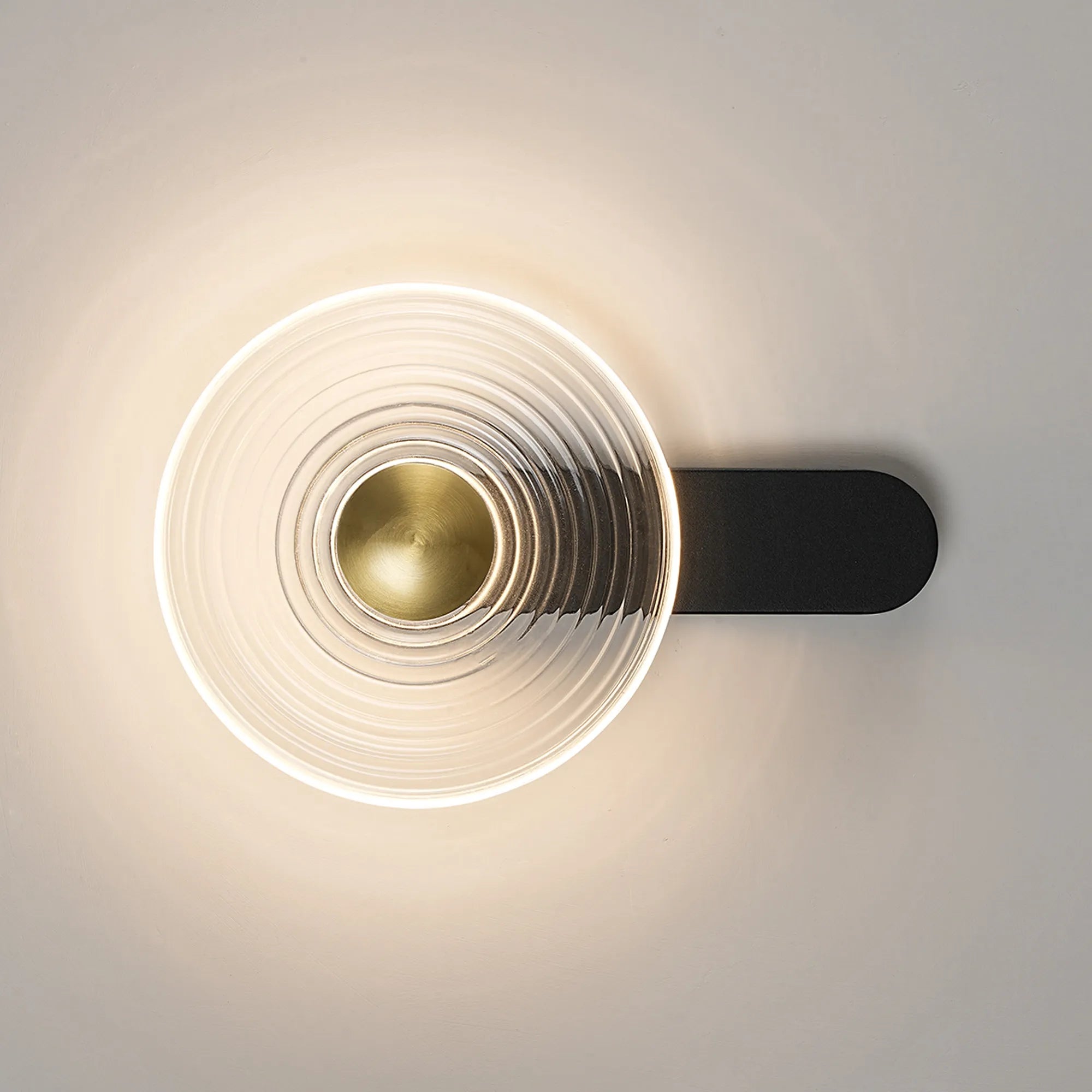 Milton Wall Lamp - Satin Black & Clear & Brass