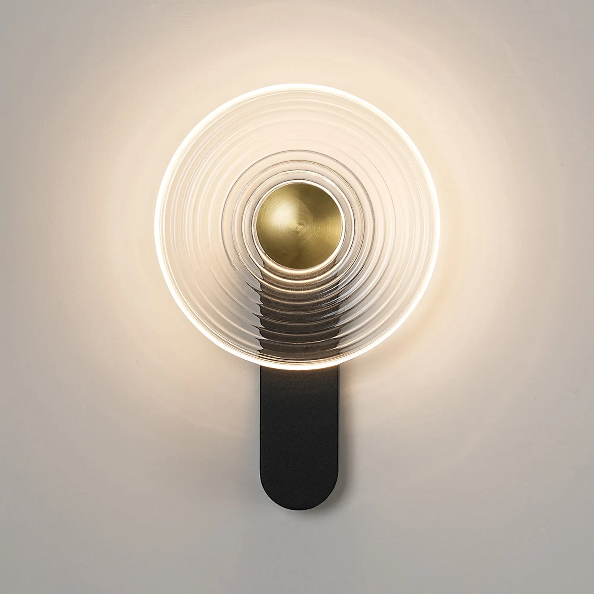 Milton Wall Lamp - Satin Black & Clear & Brass